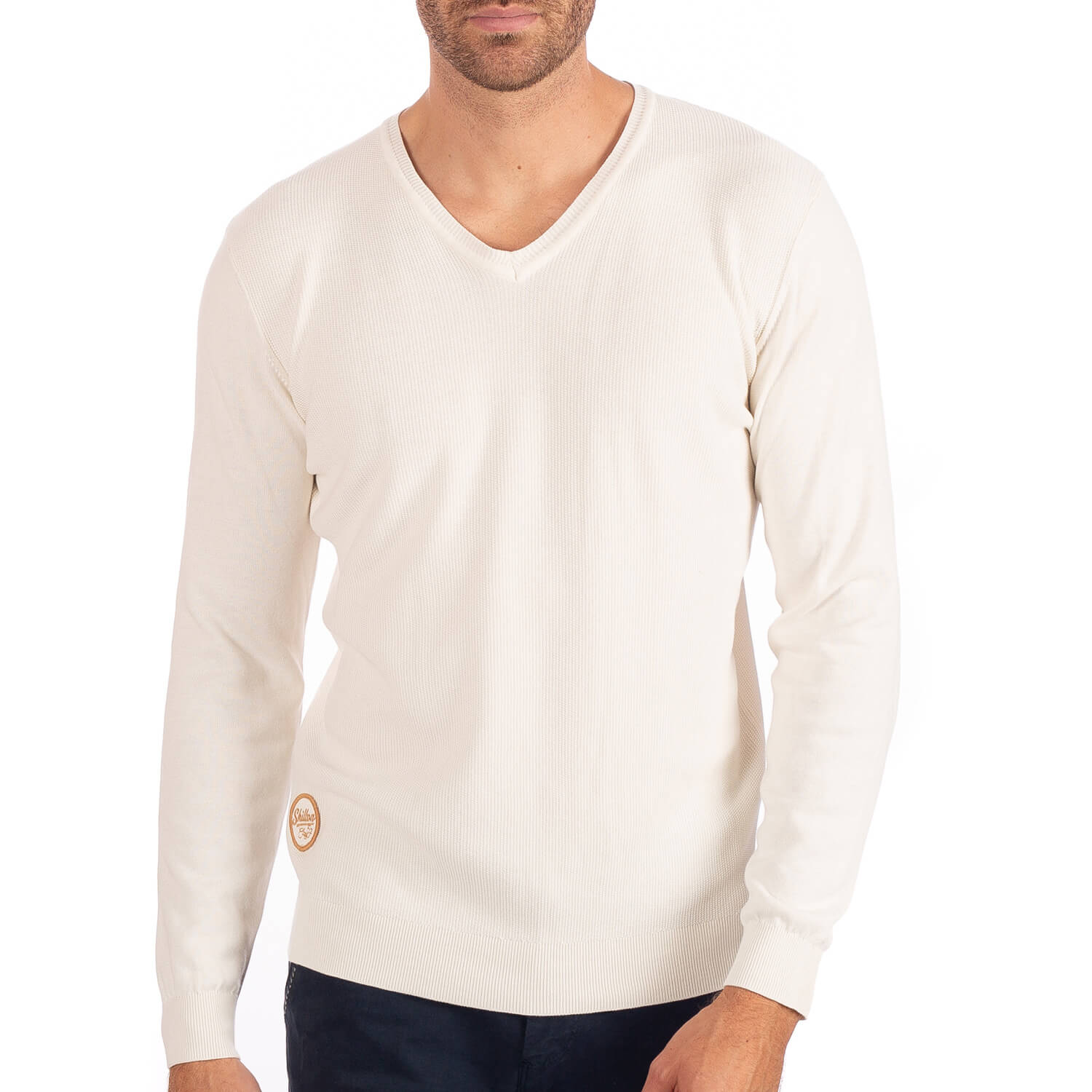 Pull col V nid d'abeille