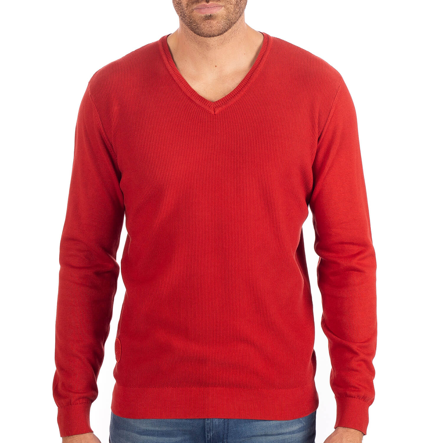Pull col V nid d'abeille