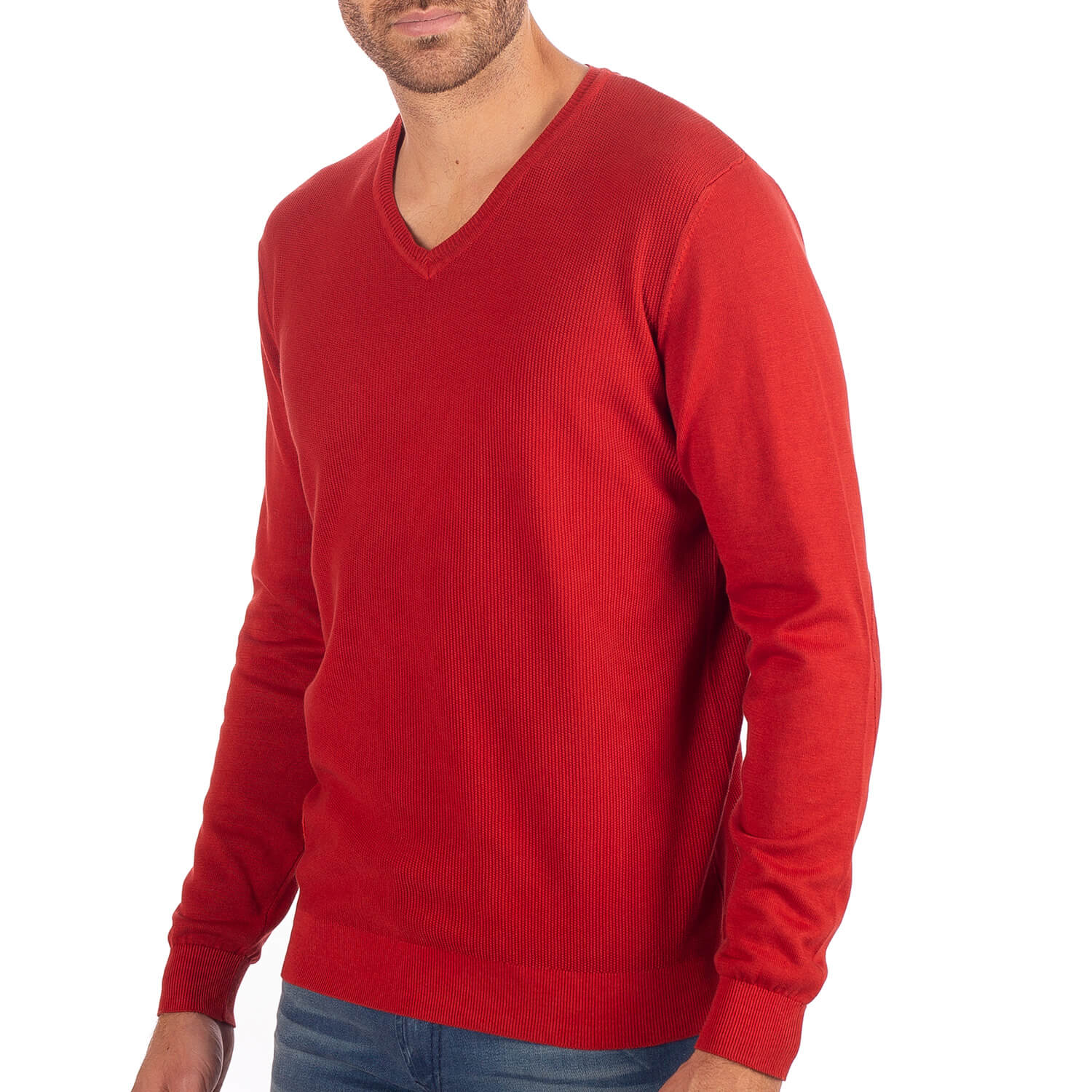 Pull col V nid d'abeille