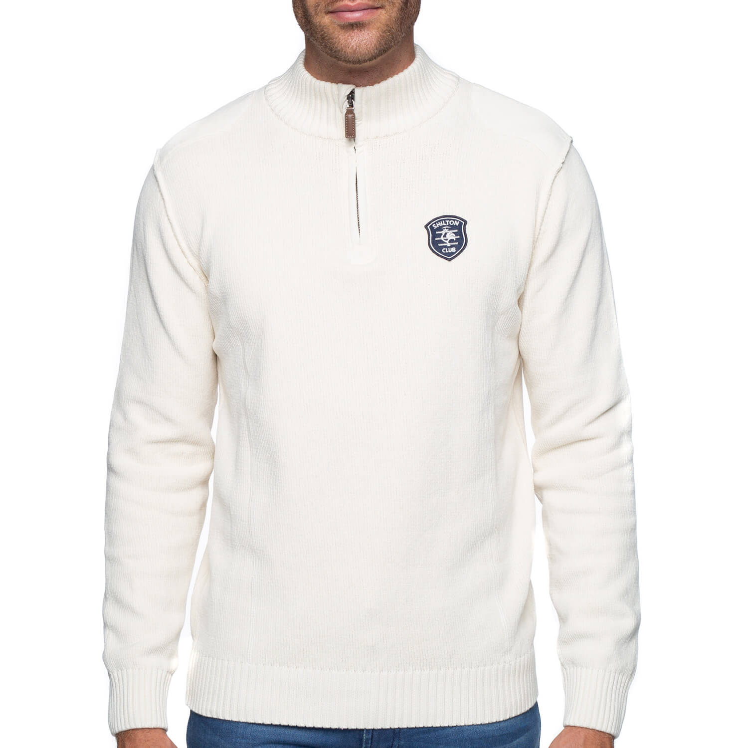 Pull col zippé coton chenille
