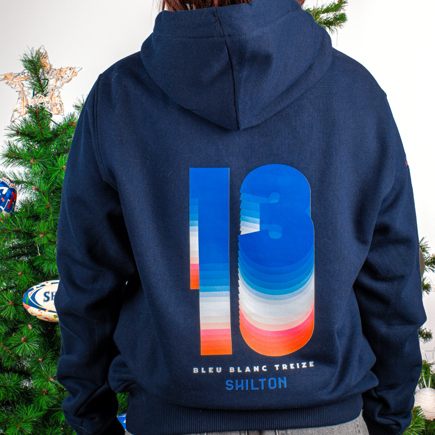 Sweat à capuche Bleu, Blanc, Treize