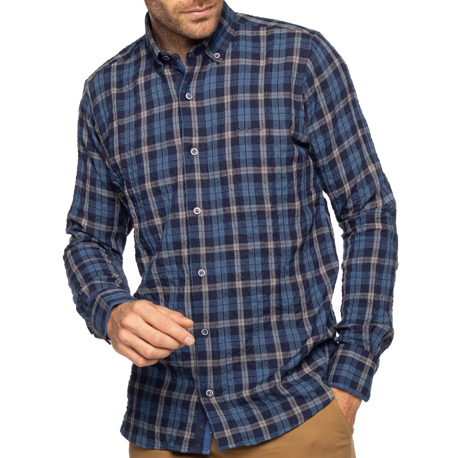 Chemise à carreaux gaufrée