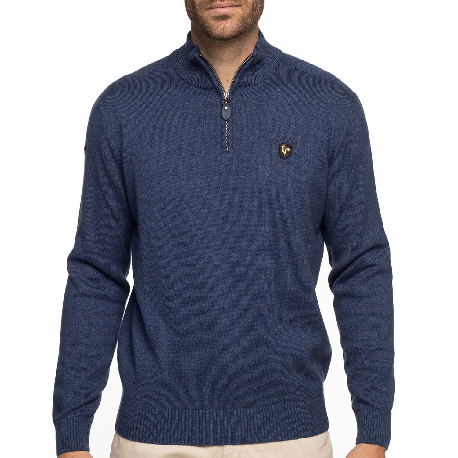 Pull col zippé coton cashmire