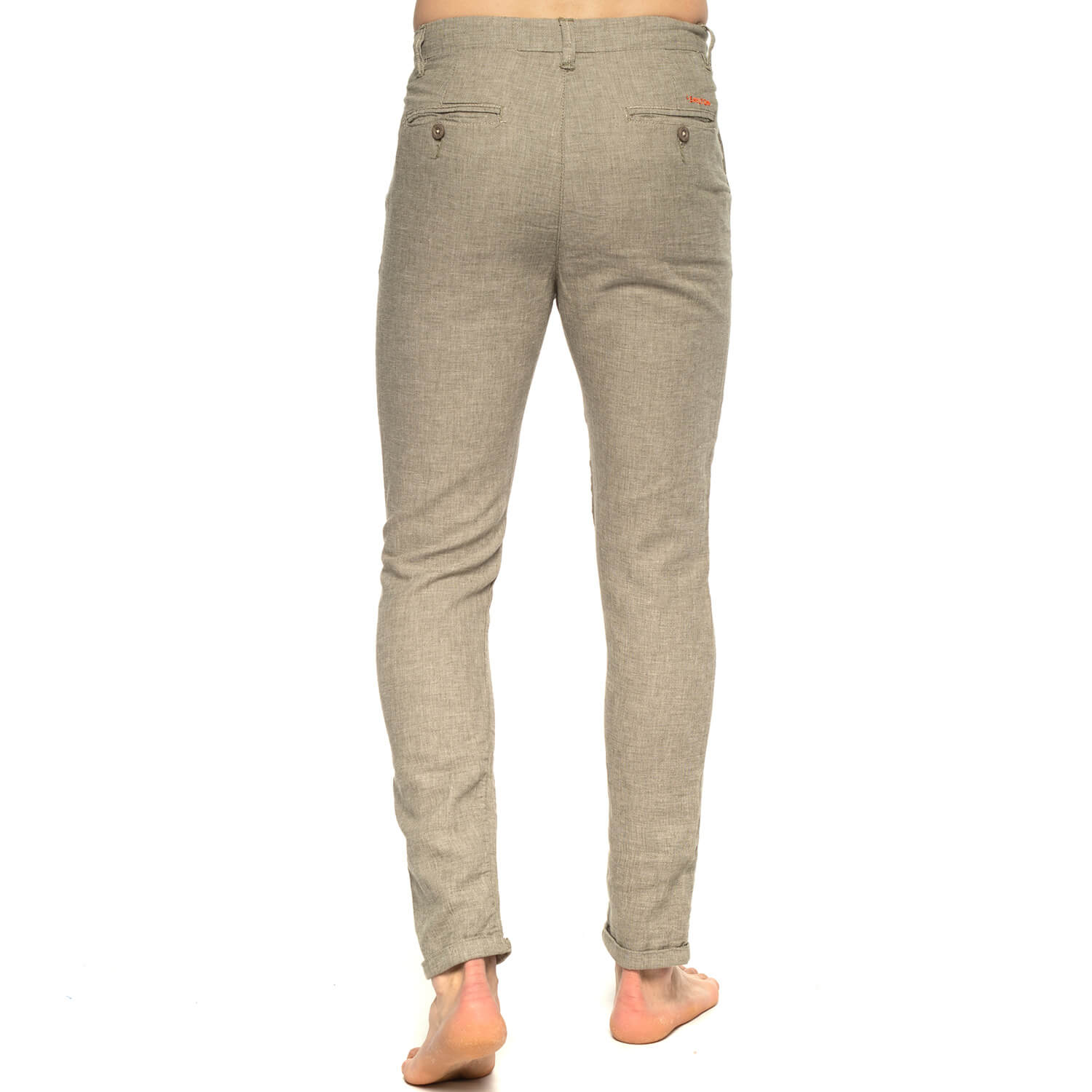 Pantalon coton lin ajusté