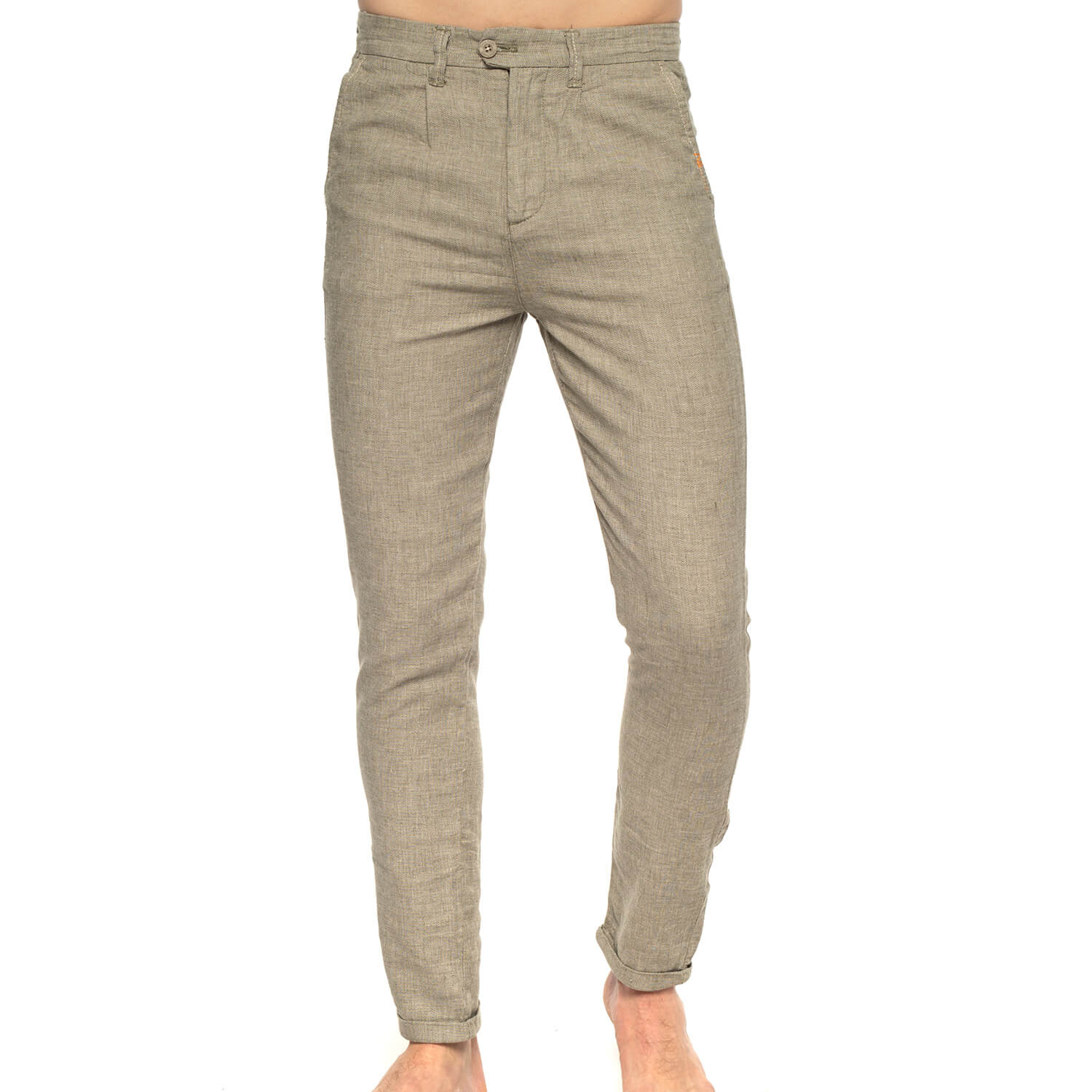 Pantalon coton lin ajusté