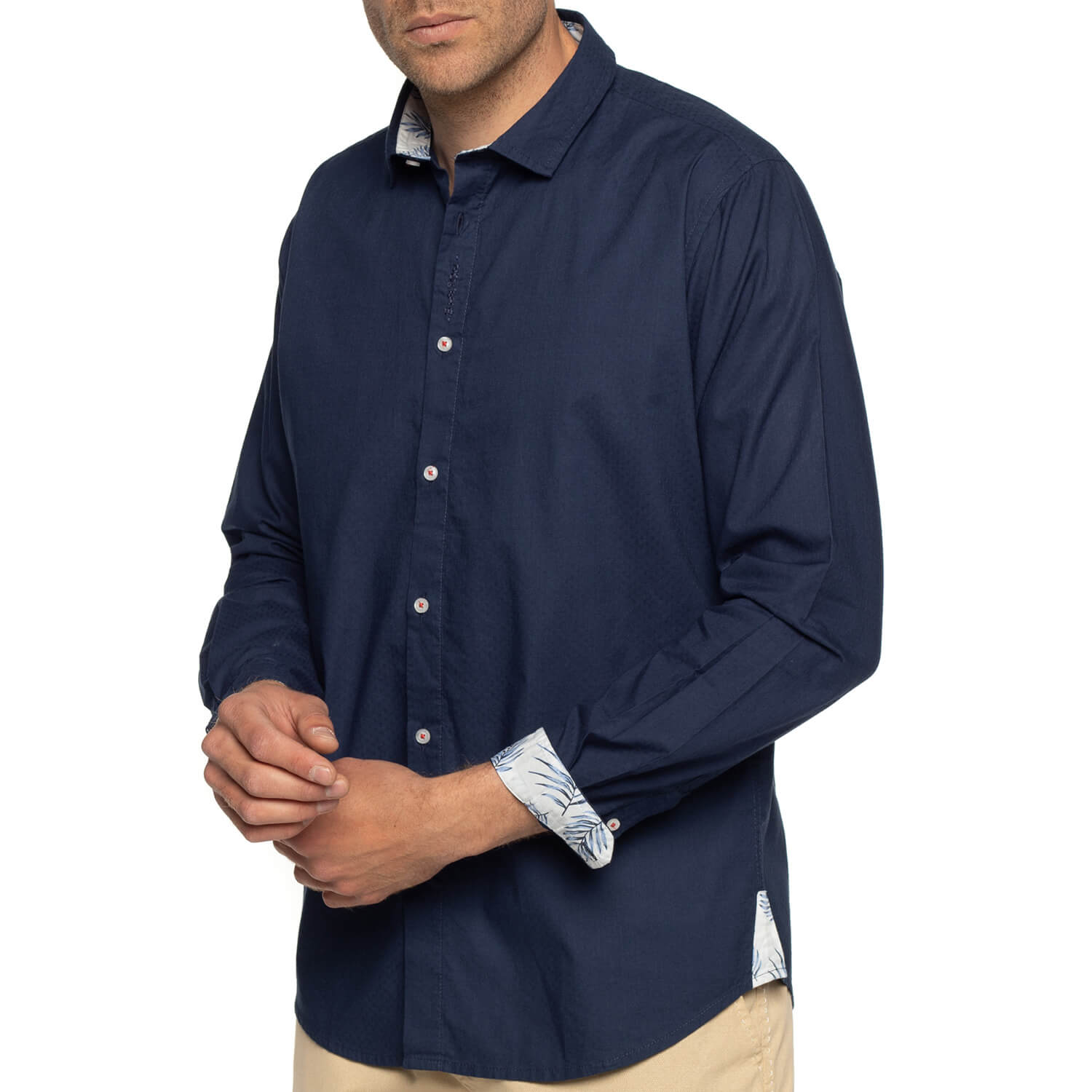 Chemise unie détails fleuris