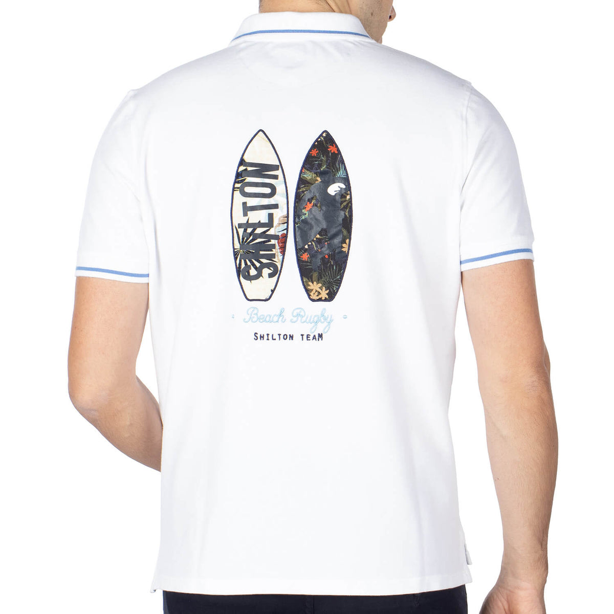 Polo rugby beach Blanc - vu de dos - Shilton