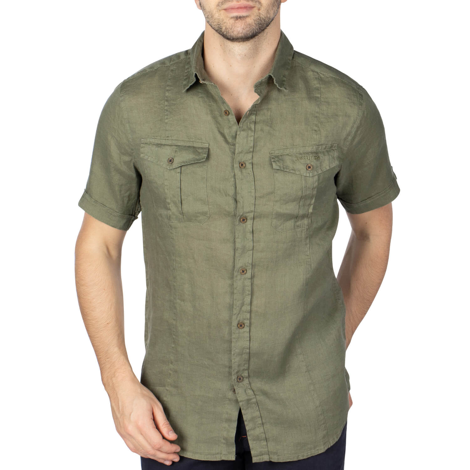 Chemise rugby lin Kaki - Shilton