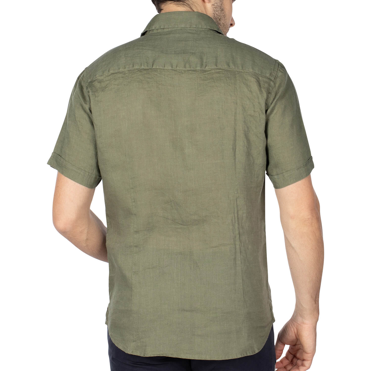 Chemise rugby lin Kaki - vu de dos - Shilton