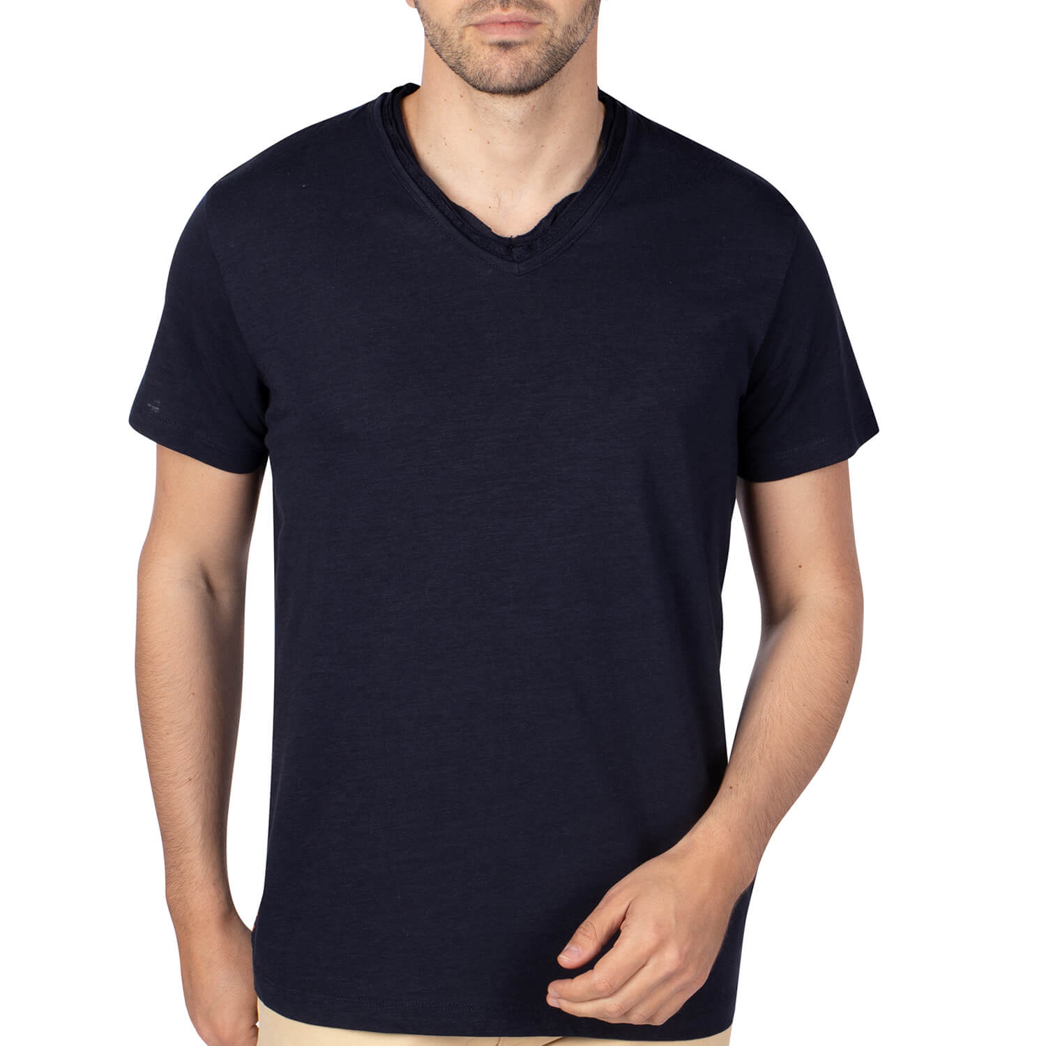 T-shirt col V slub