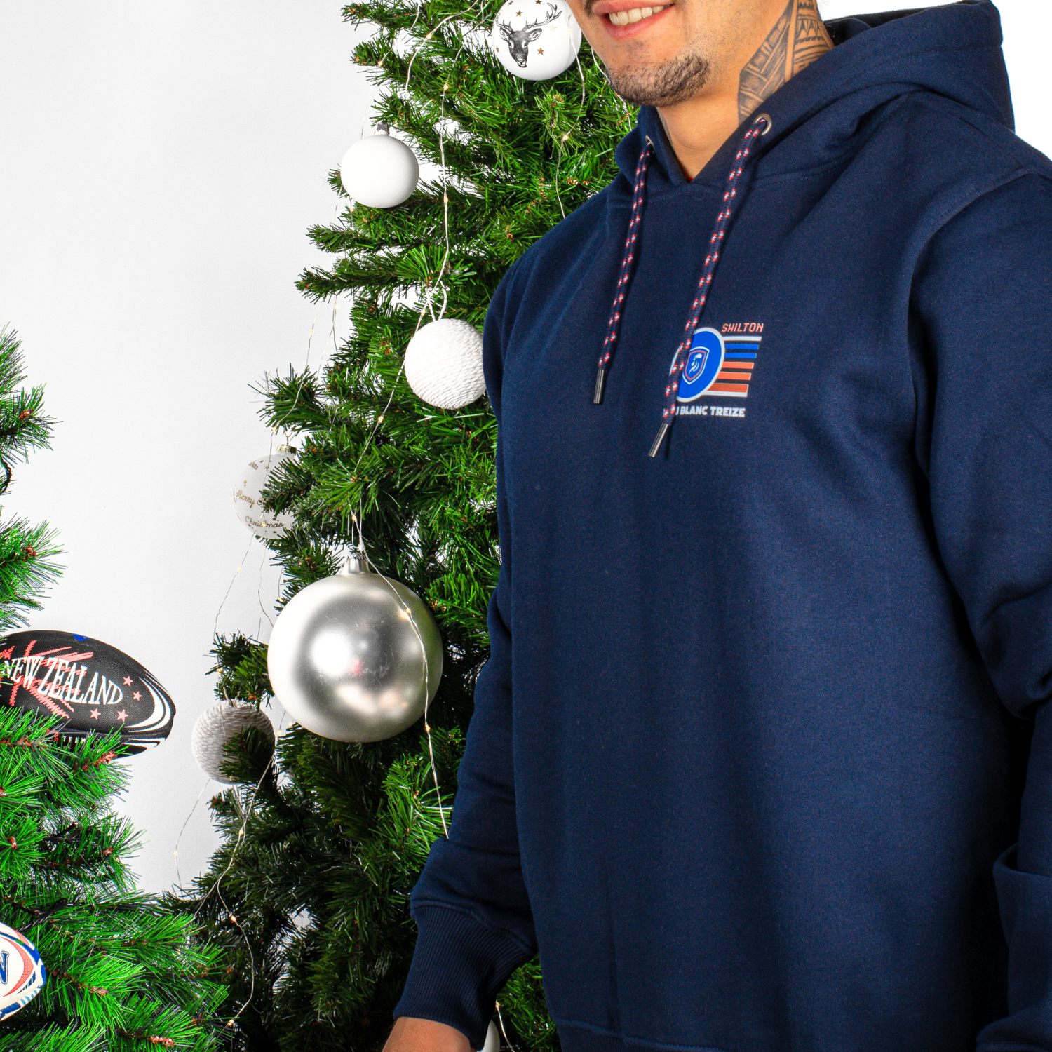 Sweat à capuche Bleu, Blanc, Treize