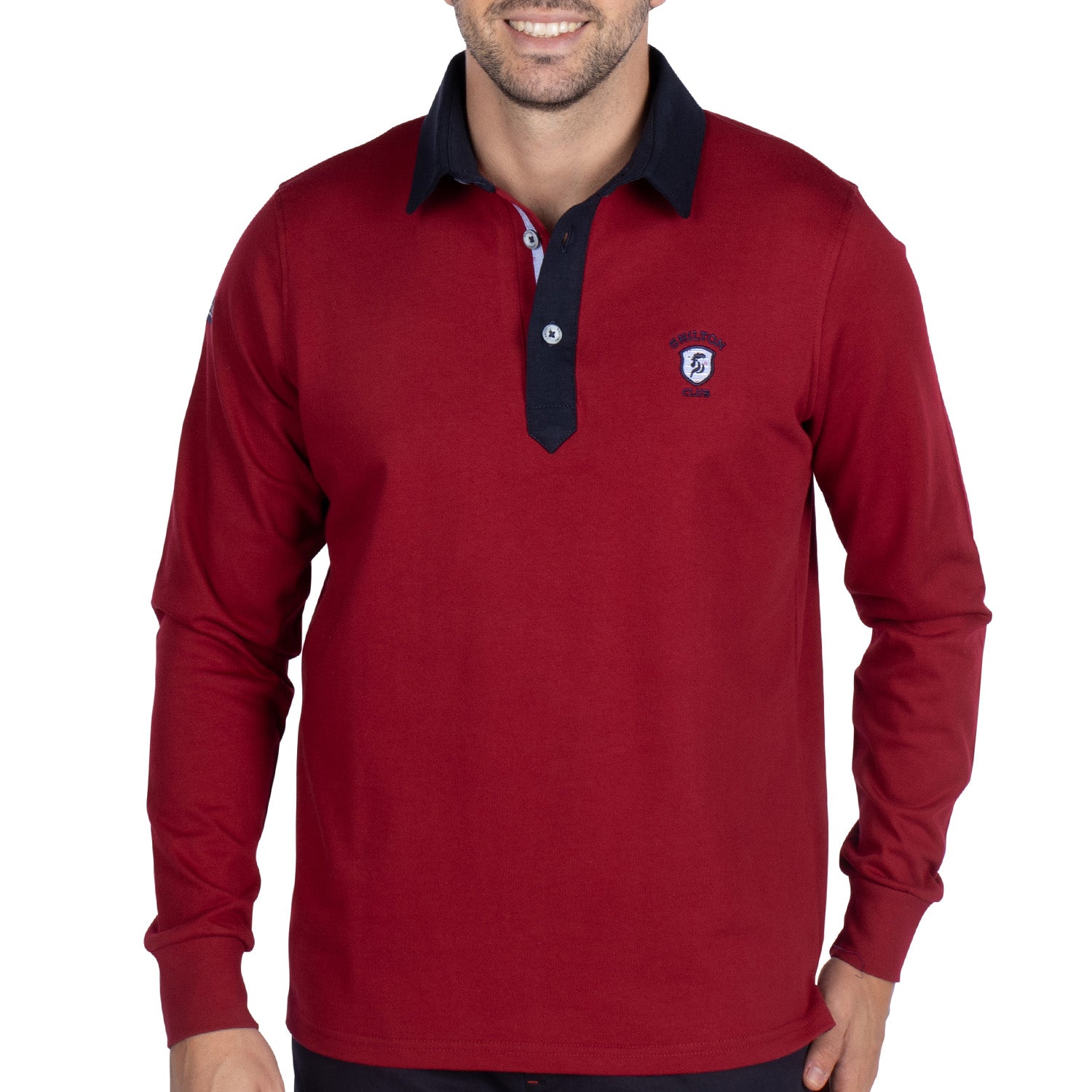 Polo manches longues rouge bordeaux Rugby Wear