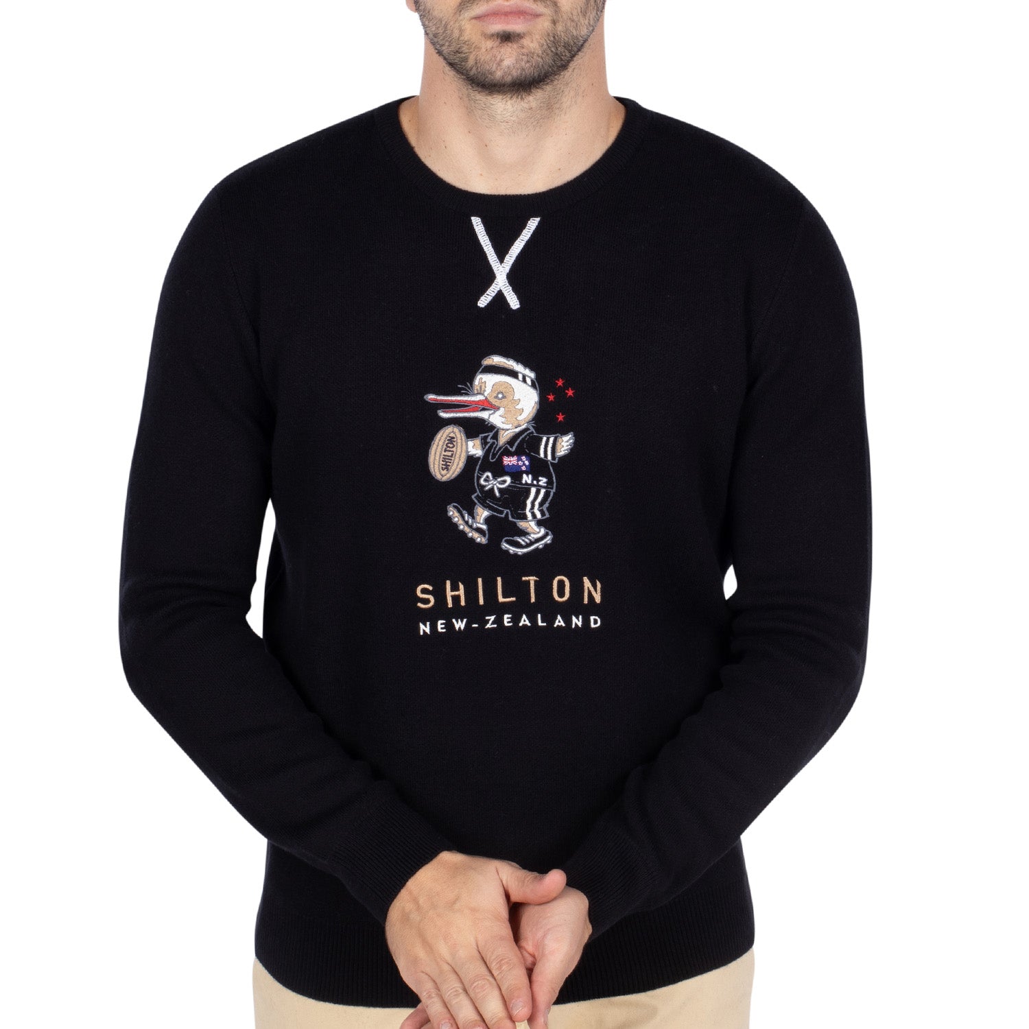 Pull rugby New-Zealand Noir - Shilton