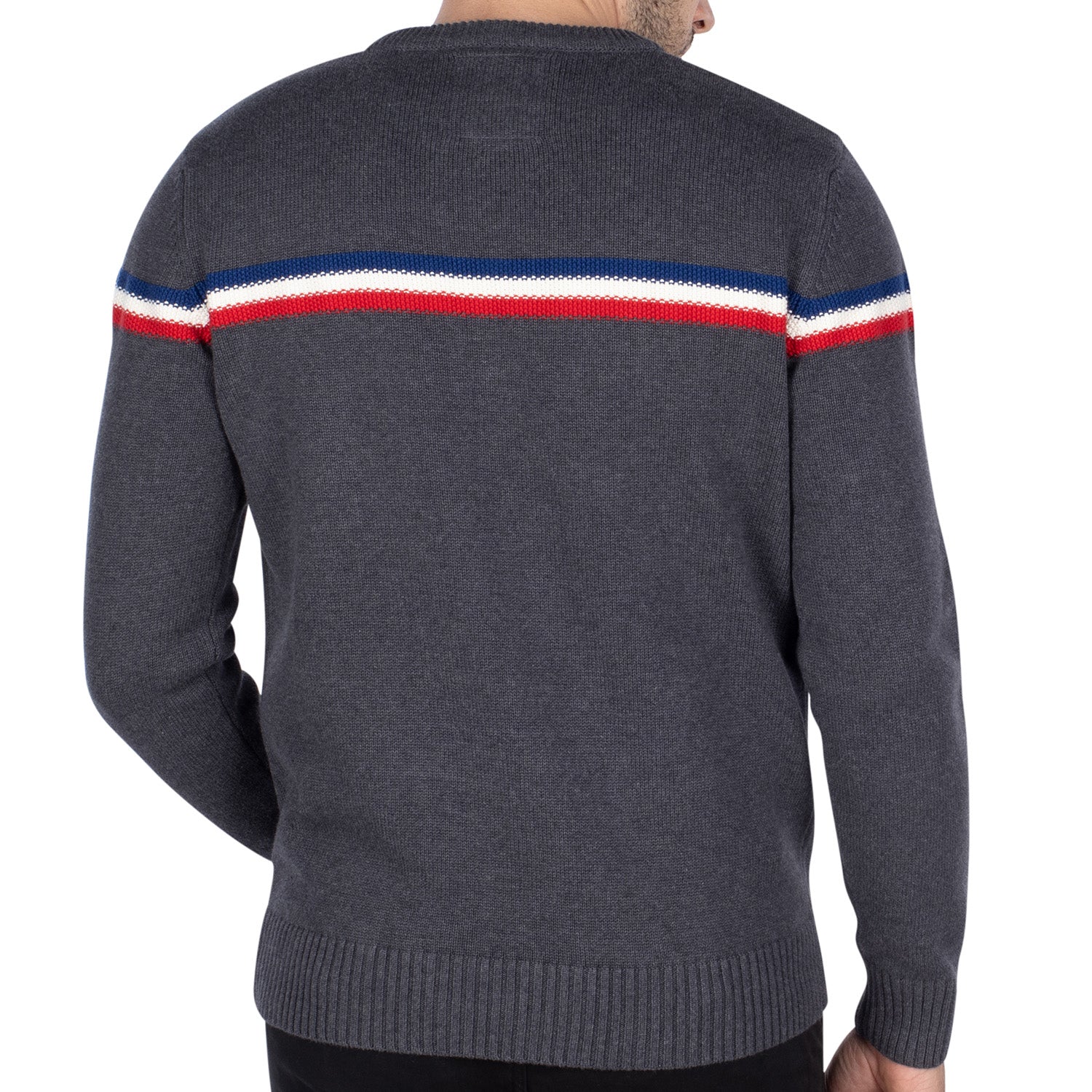 Pull col rond tricolore