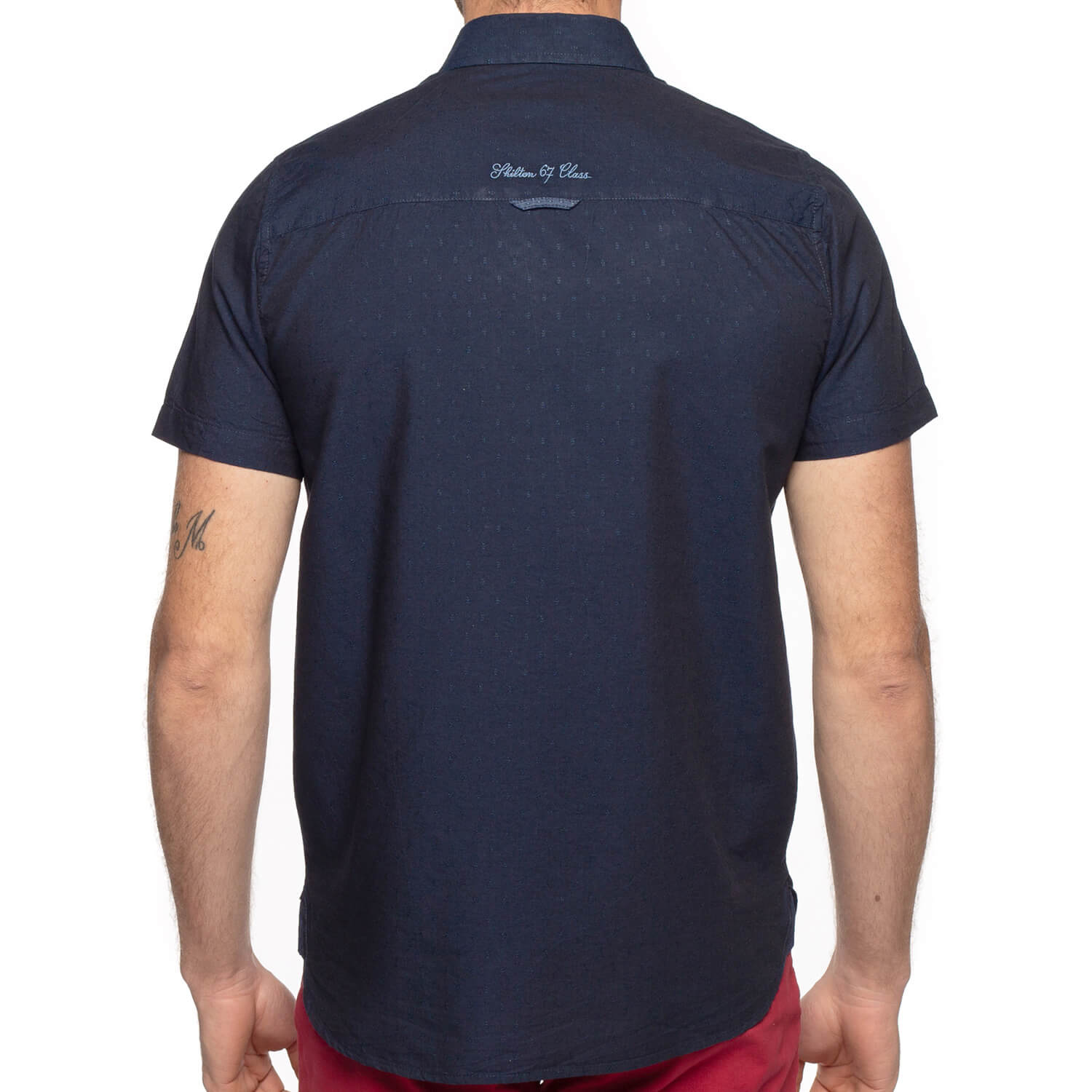 Fancy Navy crest shirt - back view - Shilton