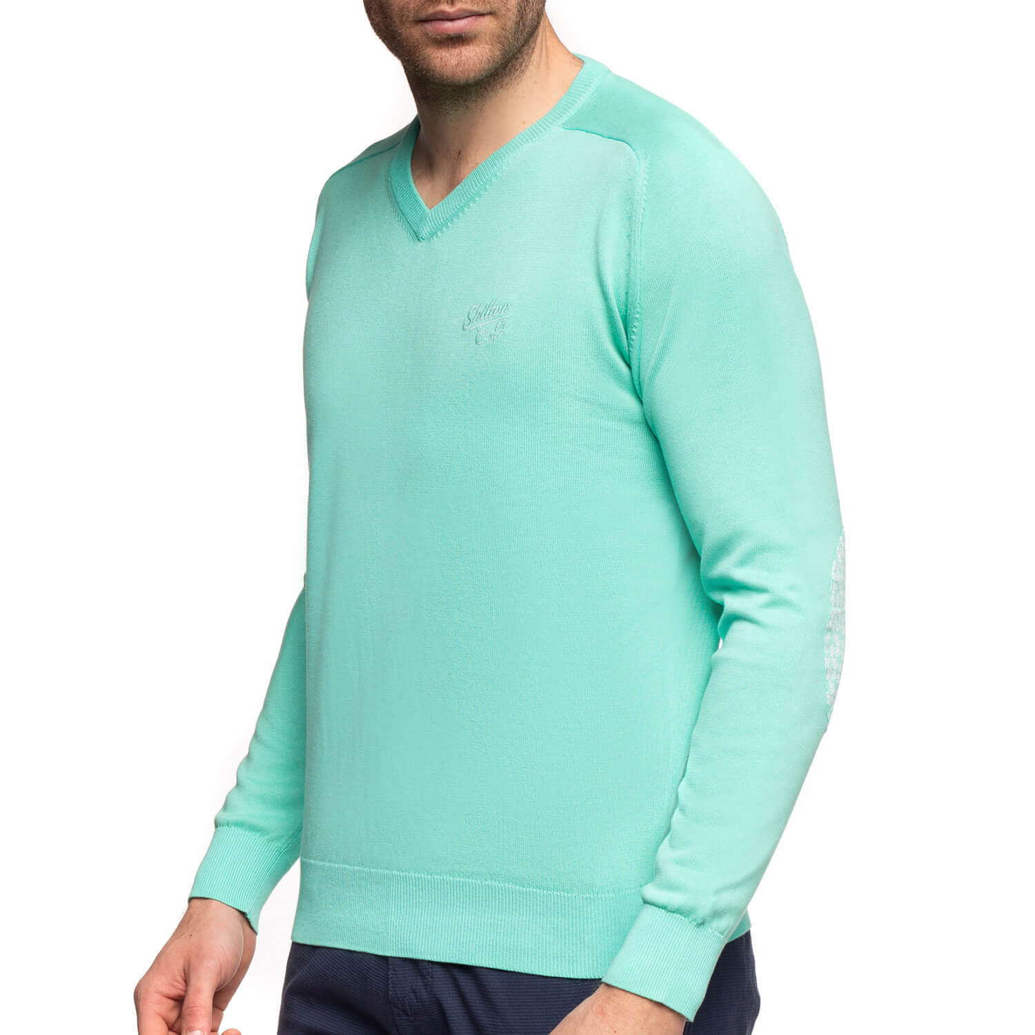 Green floral V-neck elbow sweater - Shilton