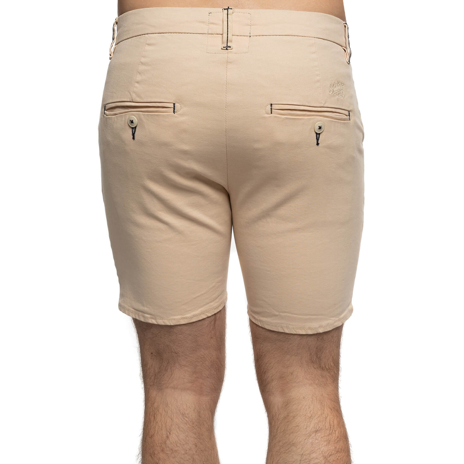 Basic Chino Bermuda Shorts Beige - back view - Shilton