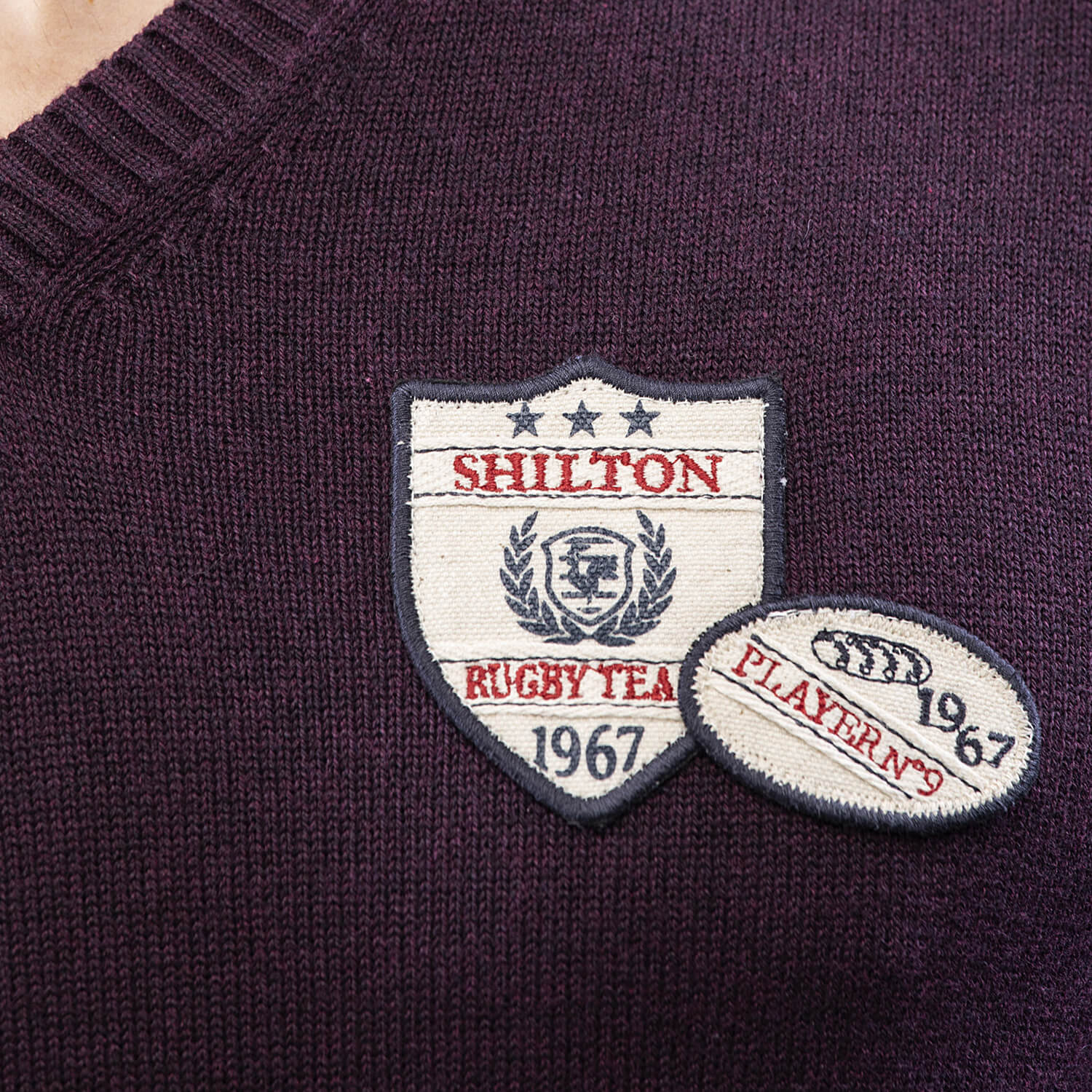 V-neck patch sweater