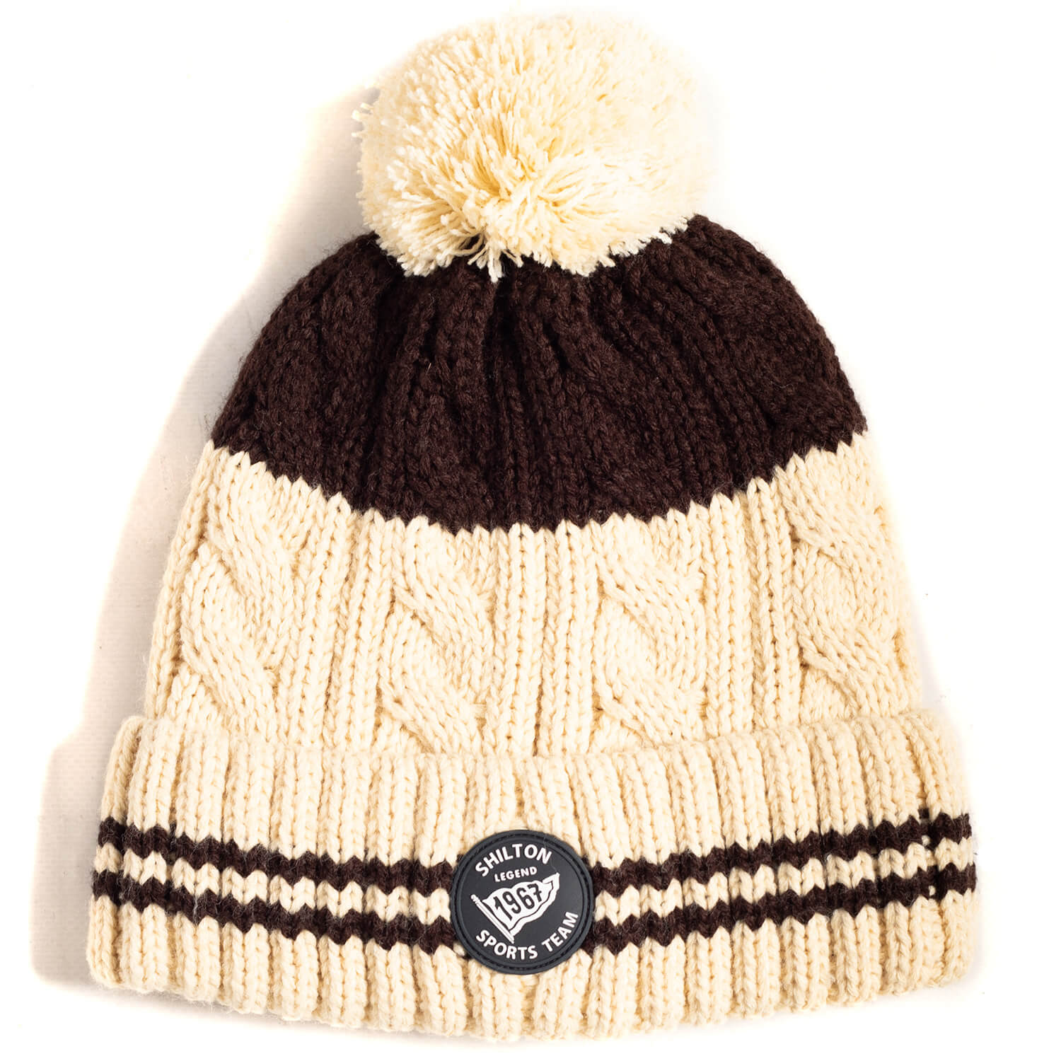 1967 Beige Pompon Beanie - Shilton