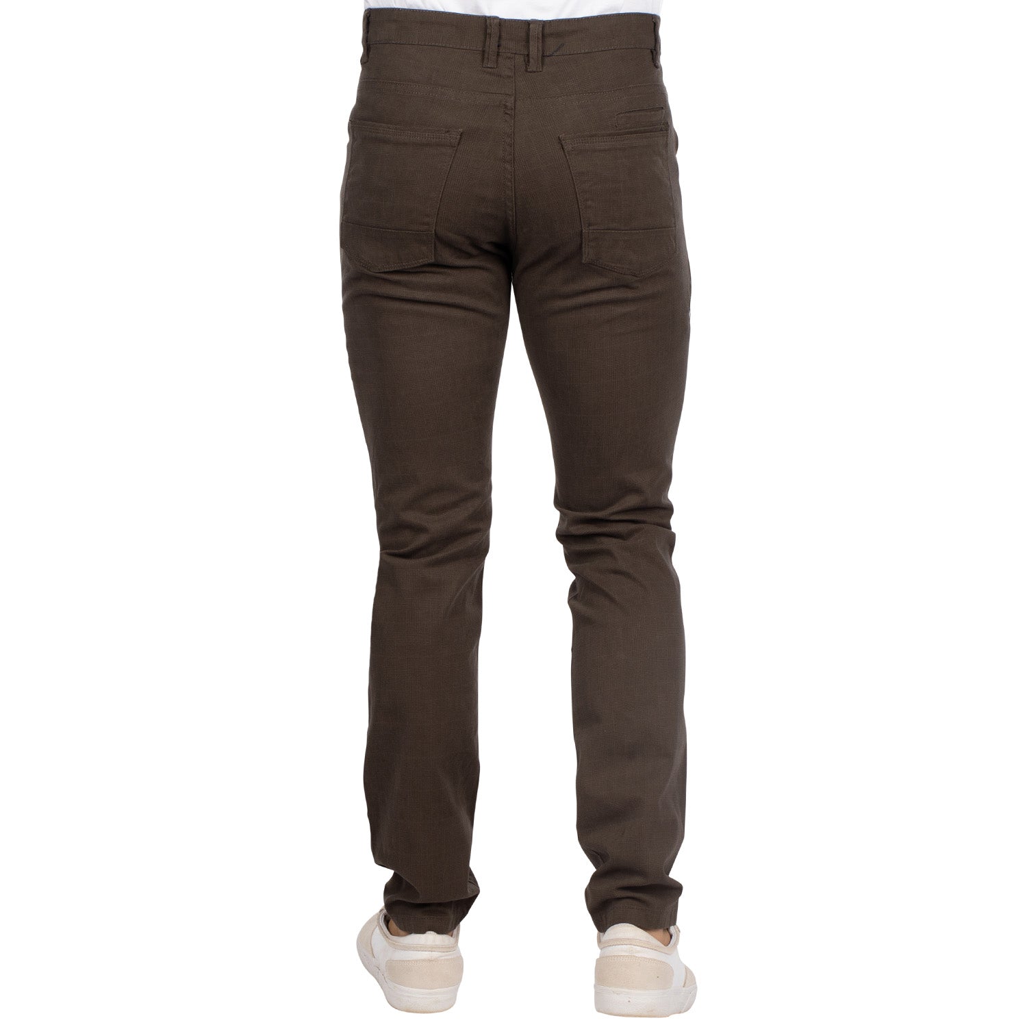 5 Pocket Brown Tartan Pants - back view - Shilton