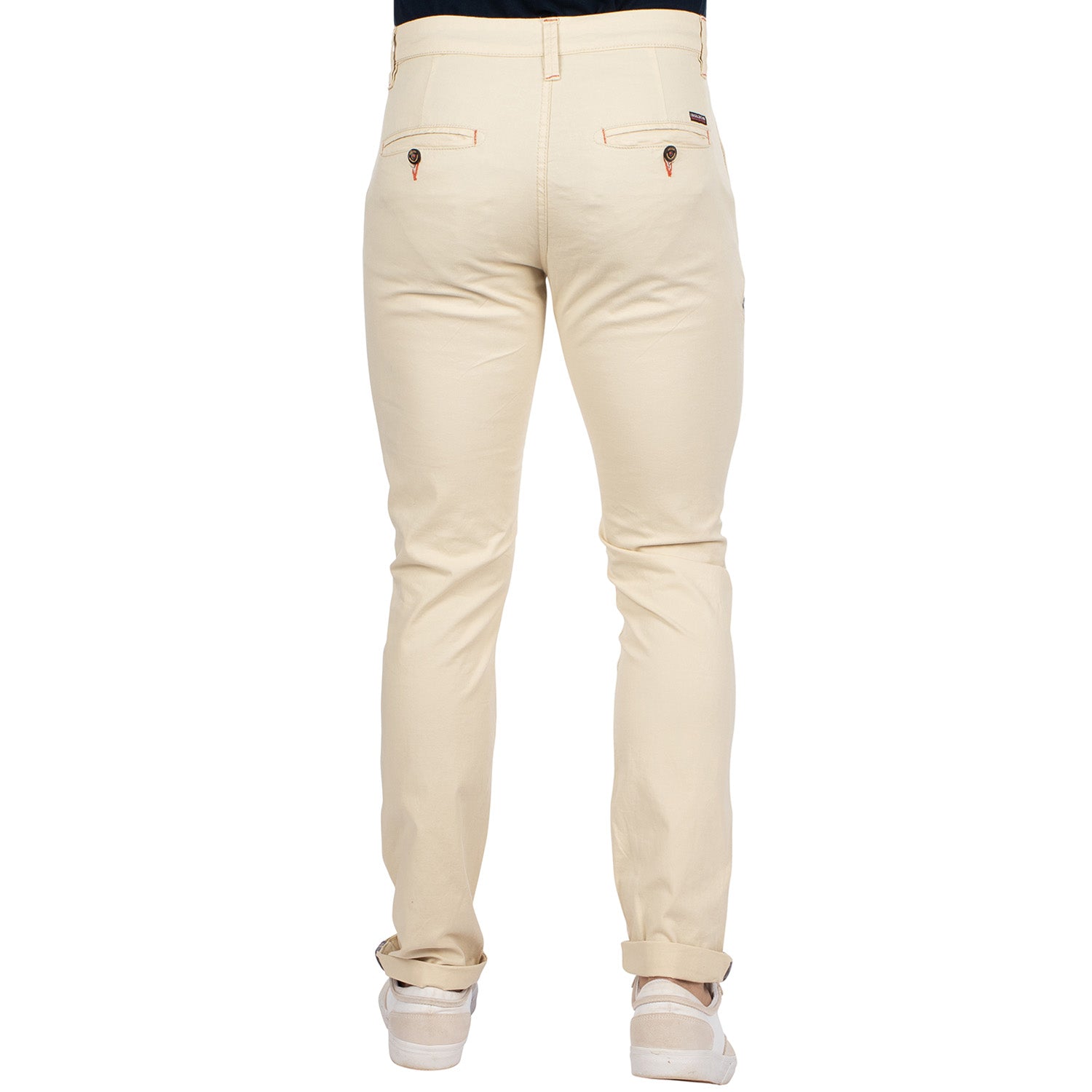 Ecru stretch chino pants - back view - Shilton