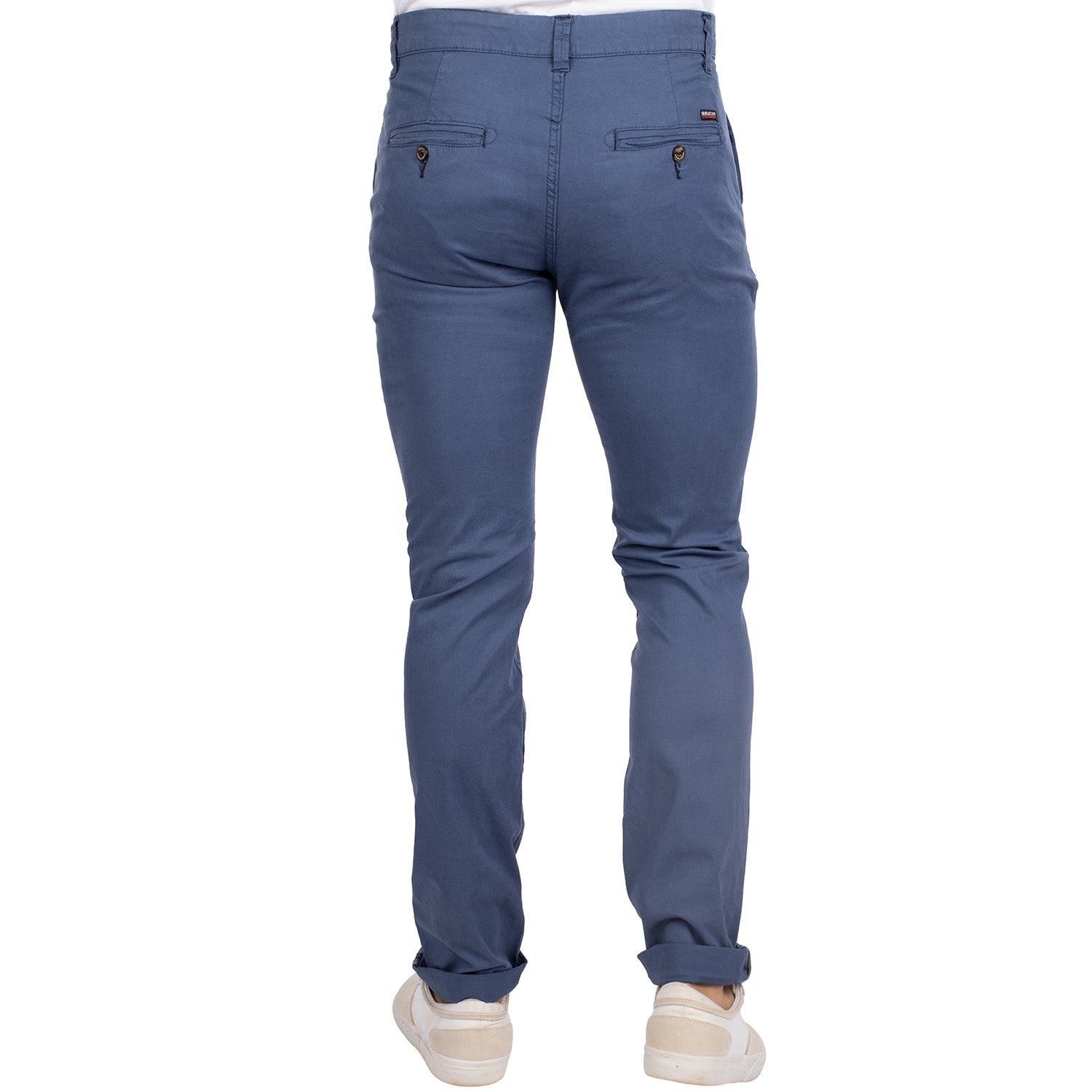 Blue stretch chino pants - back view - Shilton