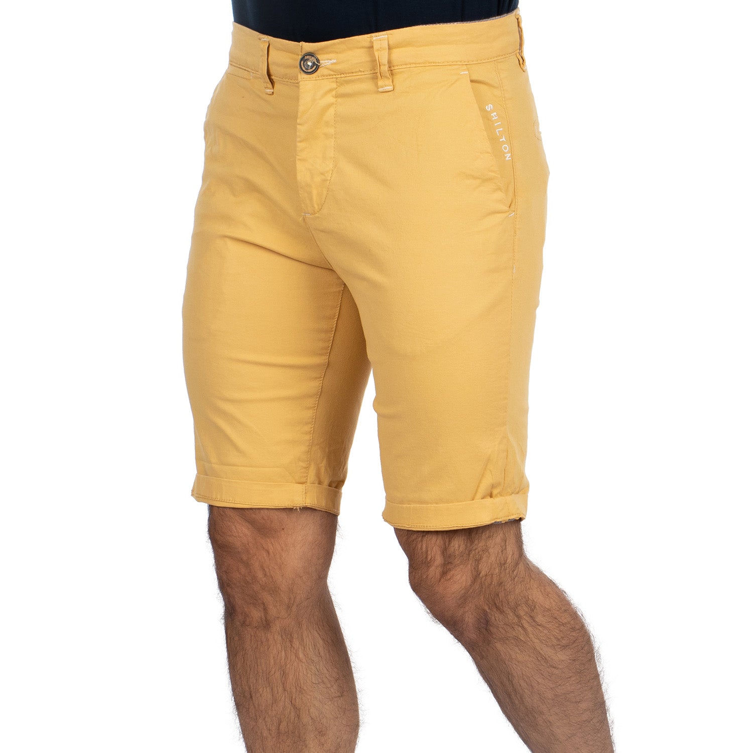 Plain Mustard Chino Bermuda Shorts - Shilton