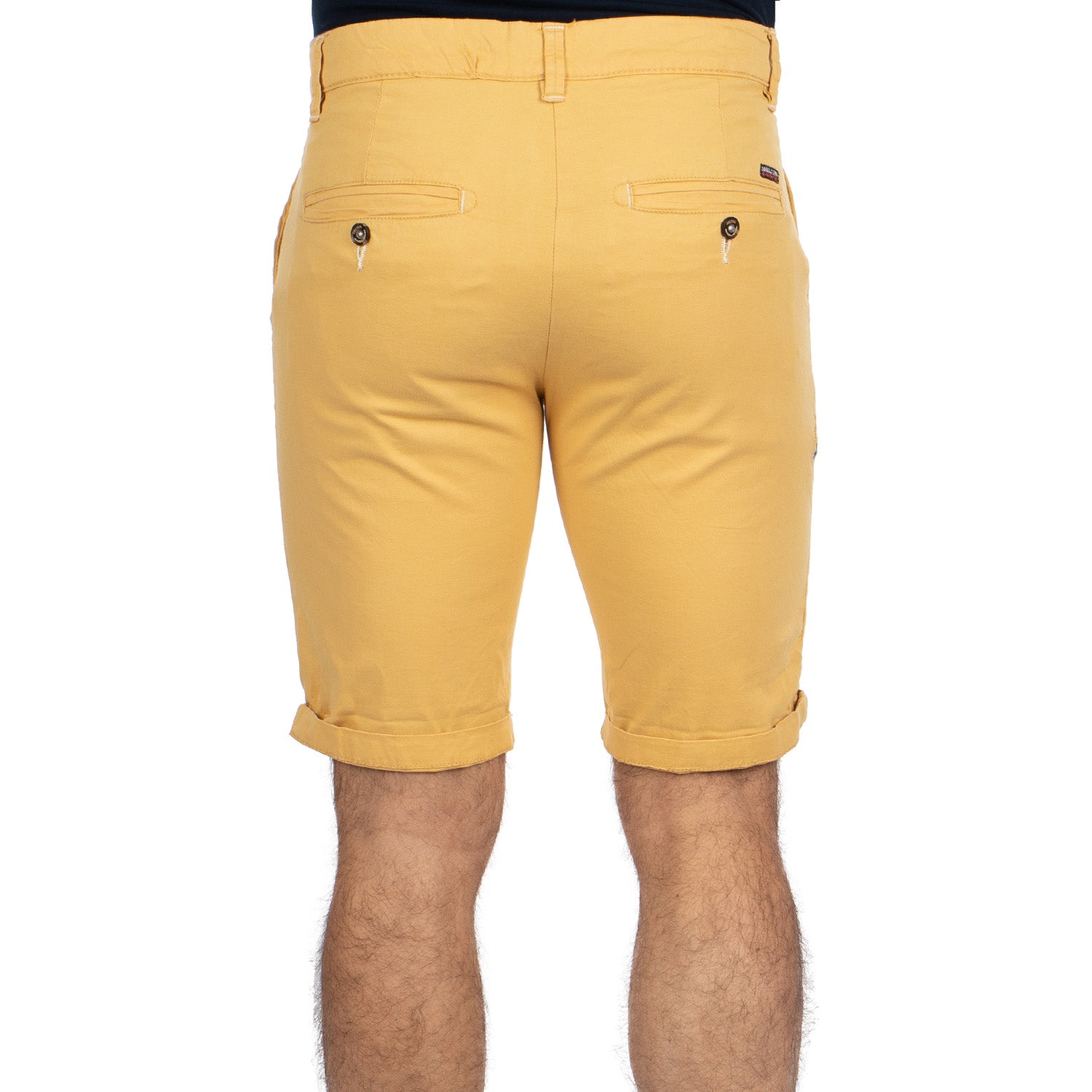 Plain Mustard Bermuda Shorts - back view - Shilton