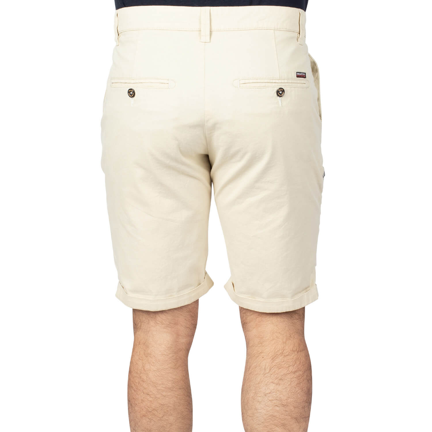 Plain Ecru Bermuda Chino Shorts - back view - Shilton