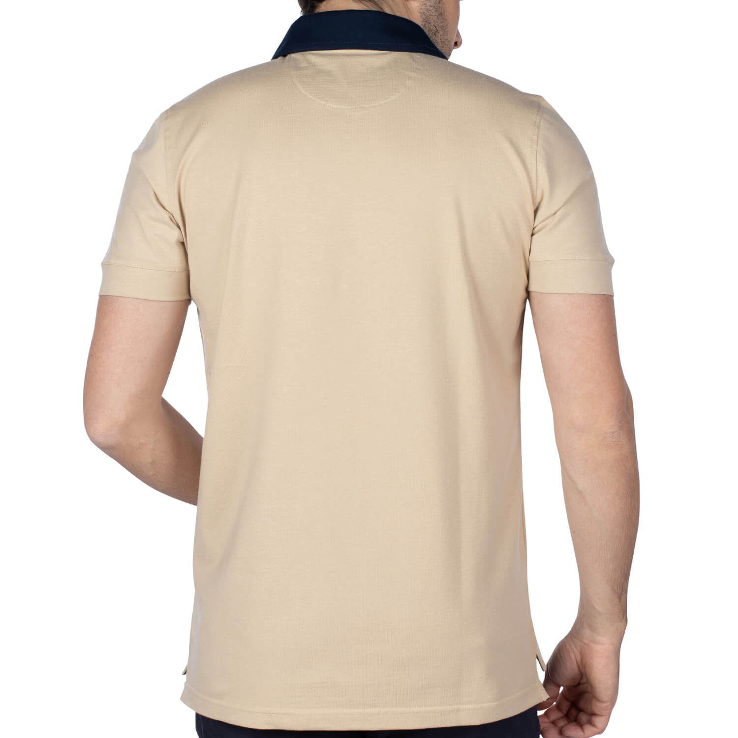Basic rugby polo Beige - back view - Shilton
