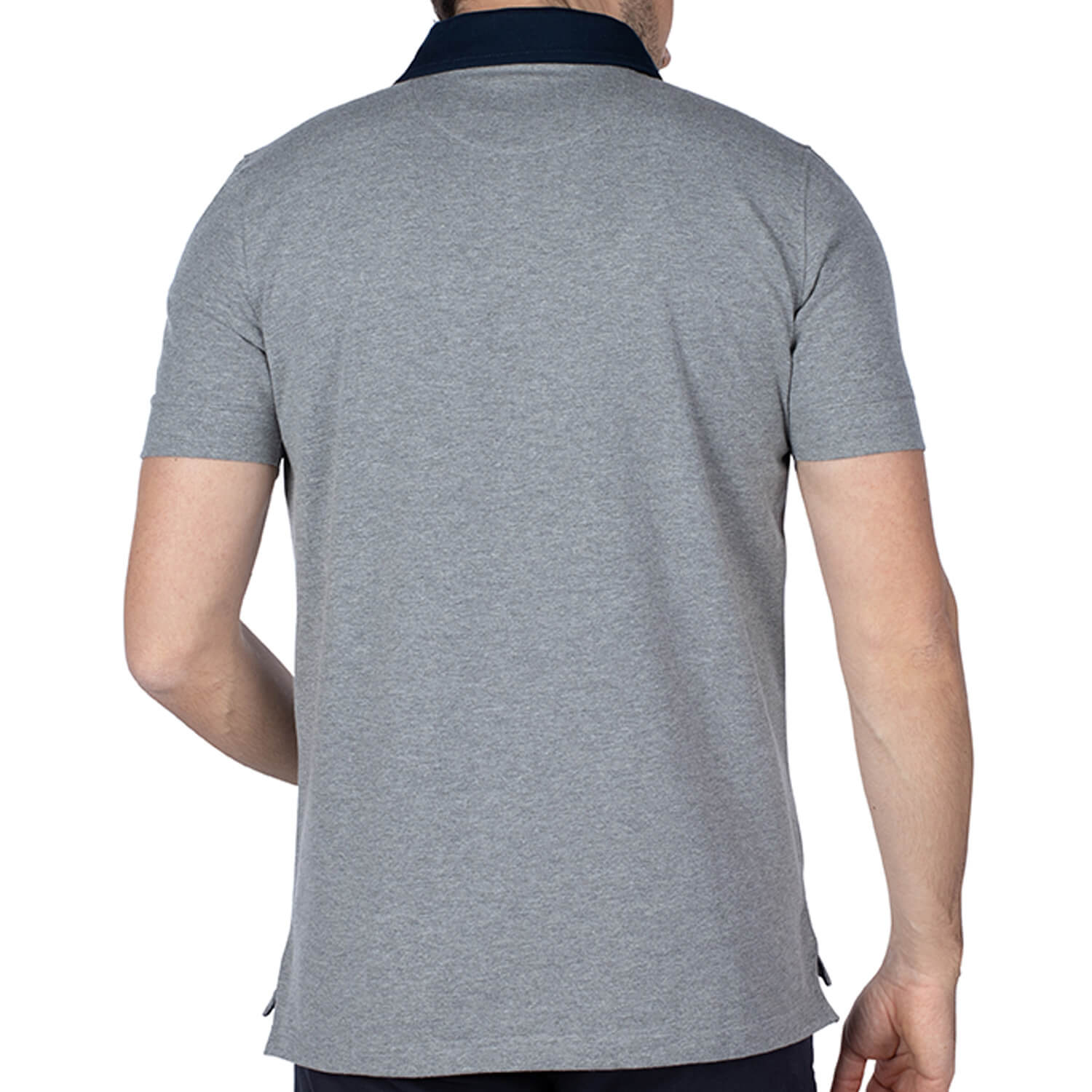 Basic rugby polo Grey - back view - Shilton