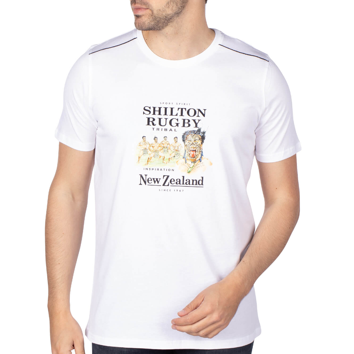 White tribal rugby T-shirt - Shilton