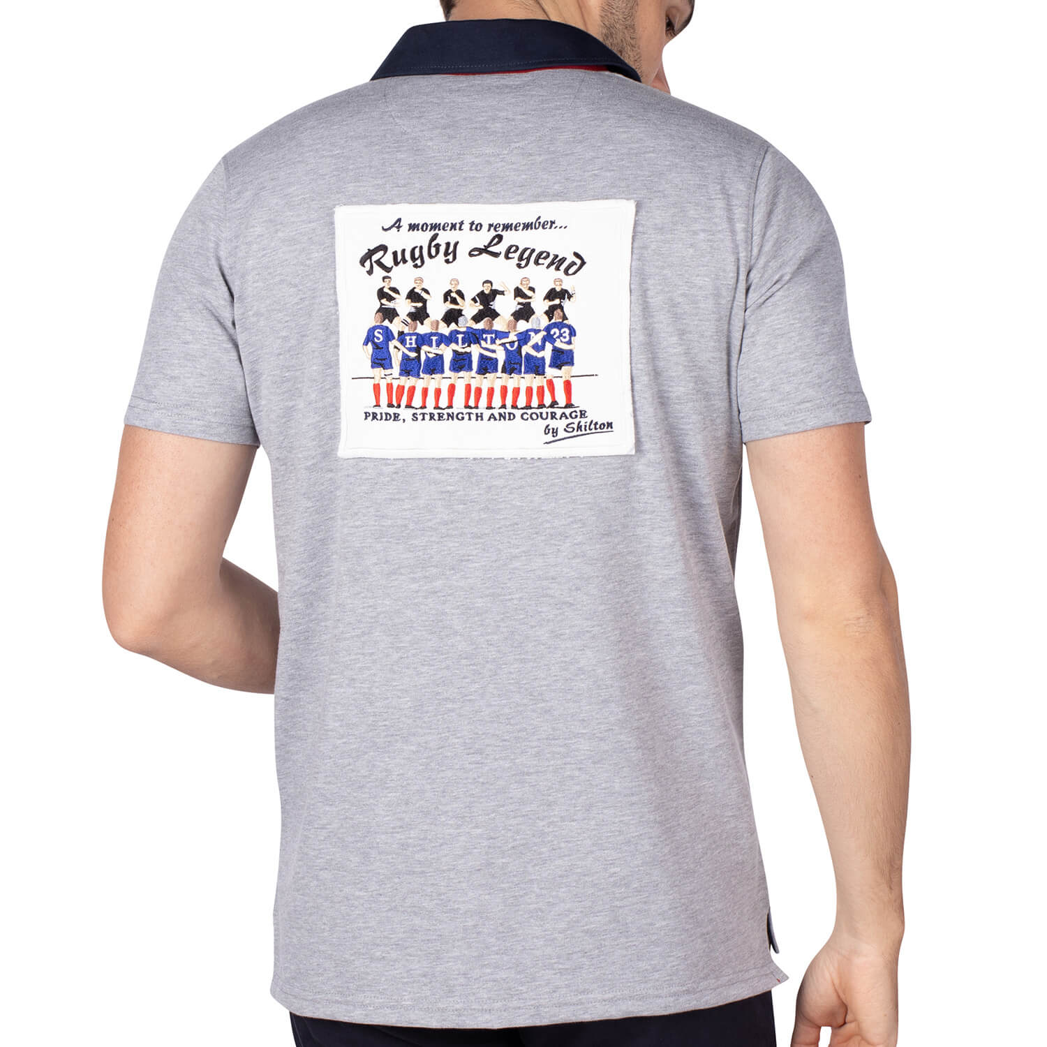 Rugby polo legend Grey - back view - Shilton