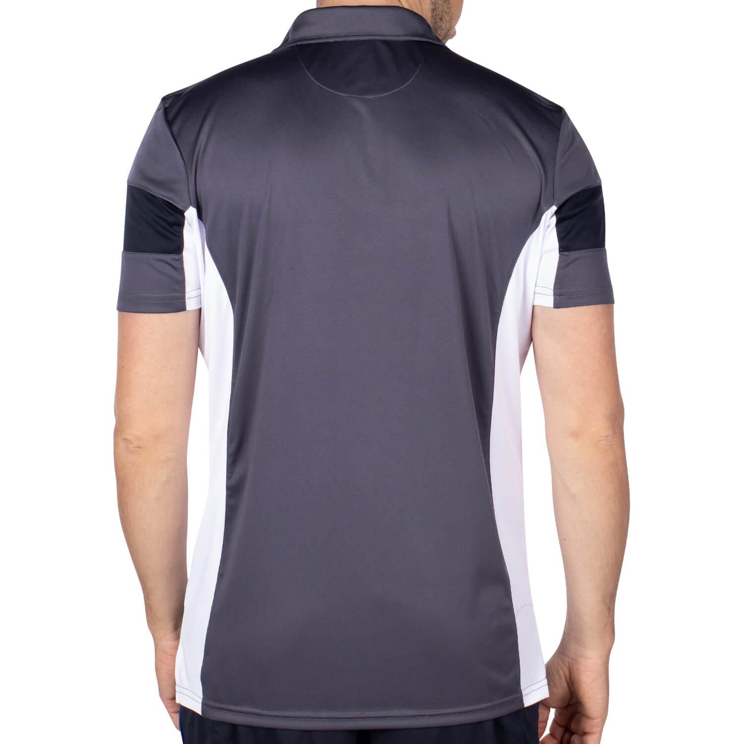 French team sport polo shirt Anthracite X Navy - back view - Shilton