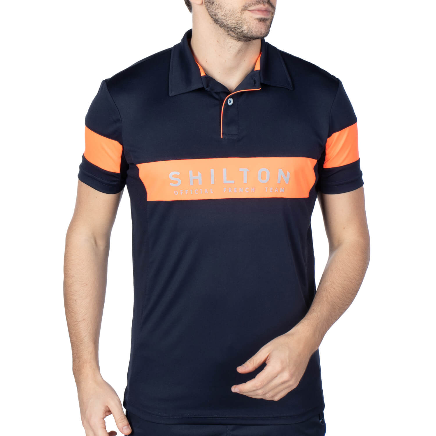 French team navy x orange polo shirt on Shilton: Rugby Sportswear!