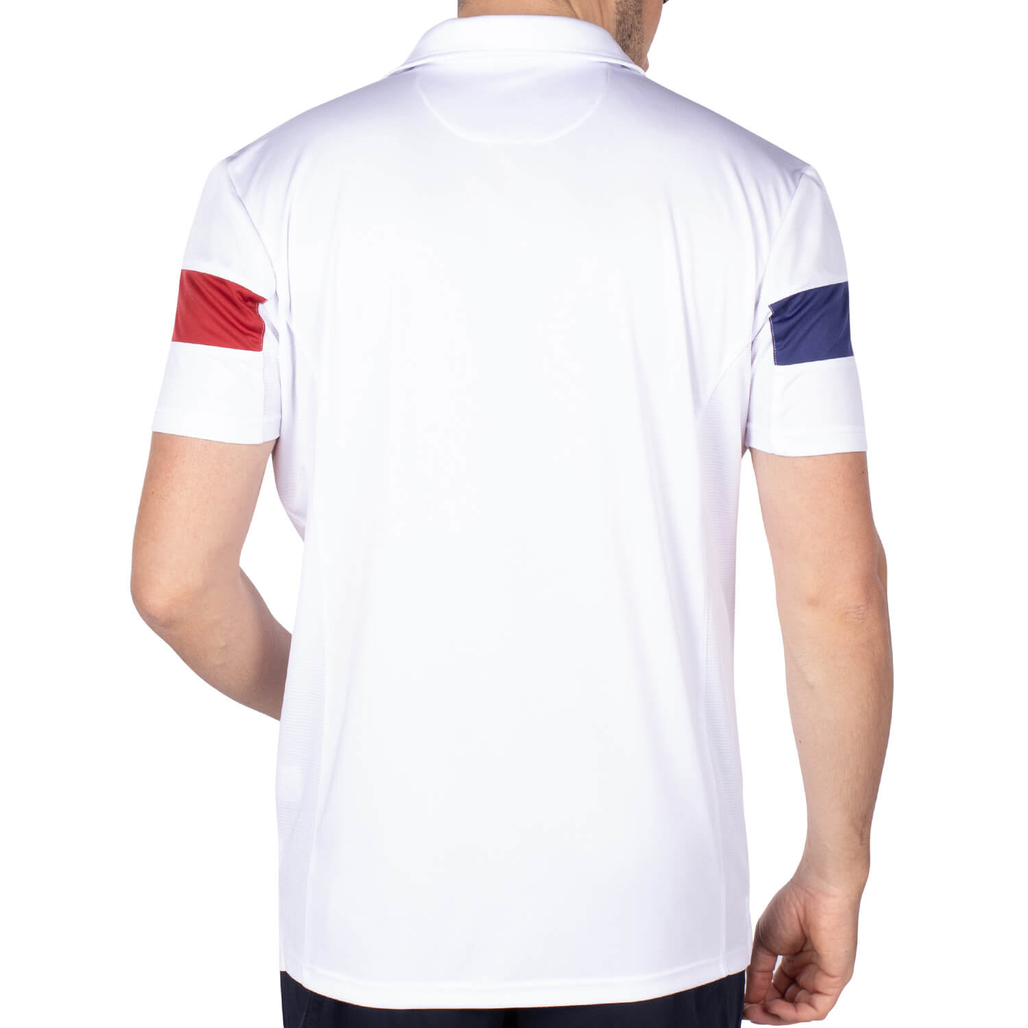 White unity sport polo shirt - back view - Shilton