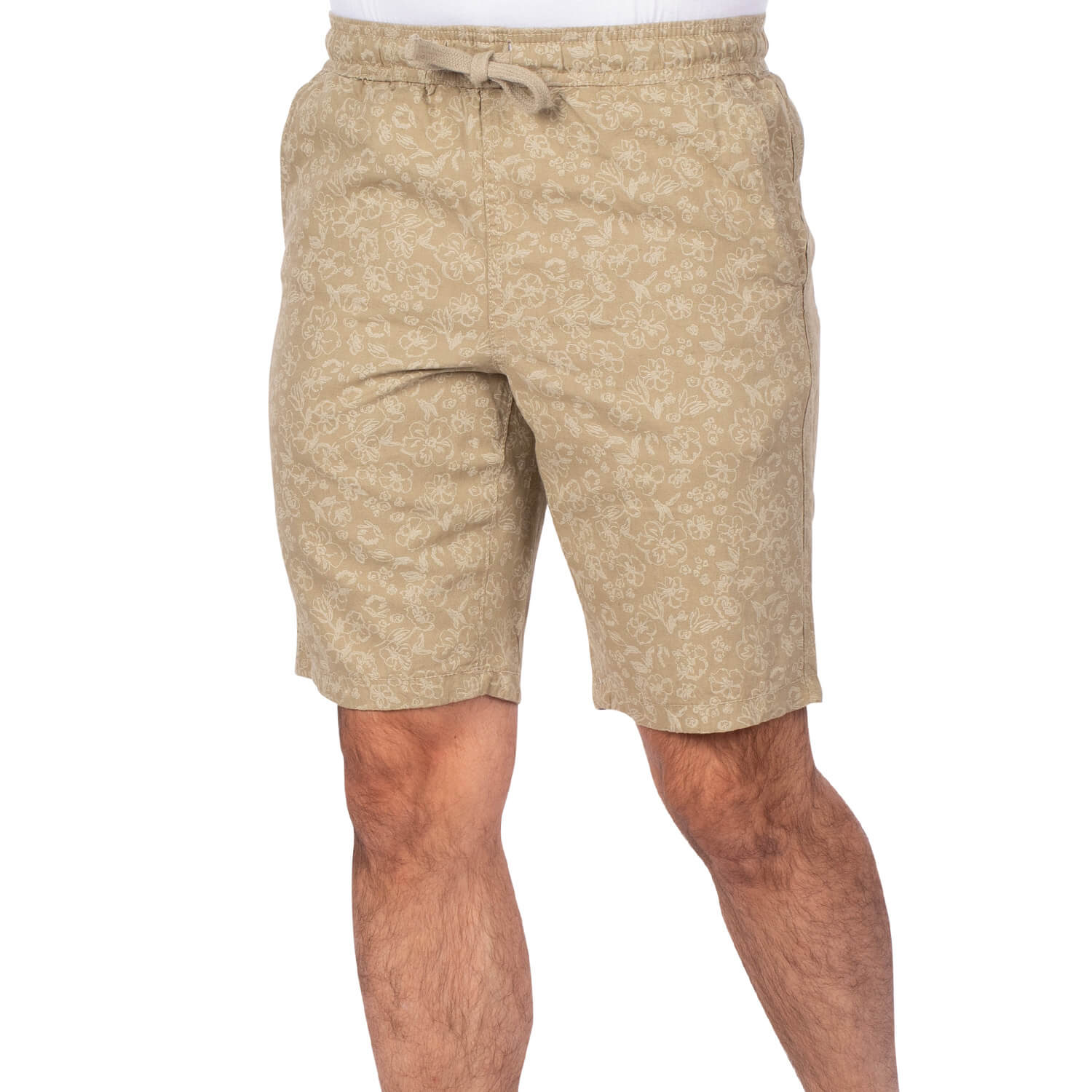Khaki print linen Bermuda shorts - Shilton
