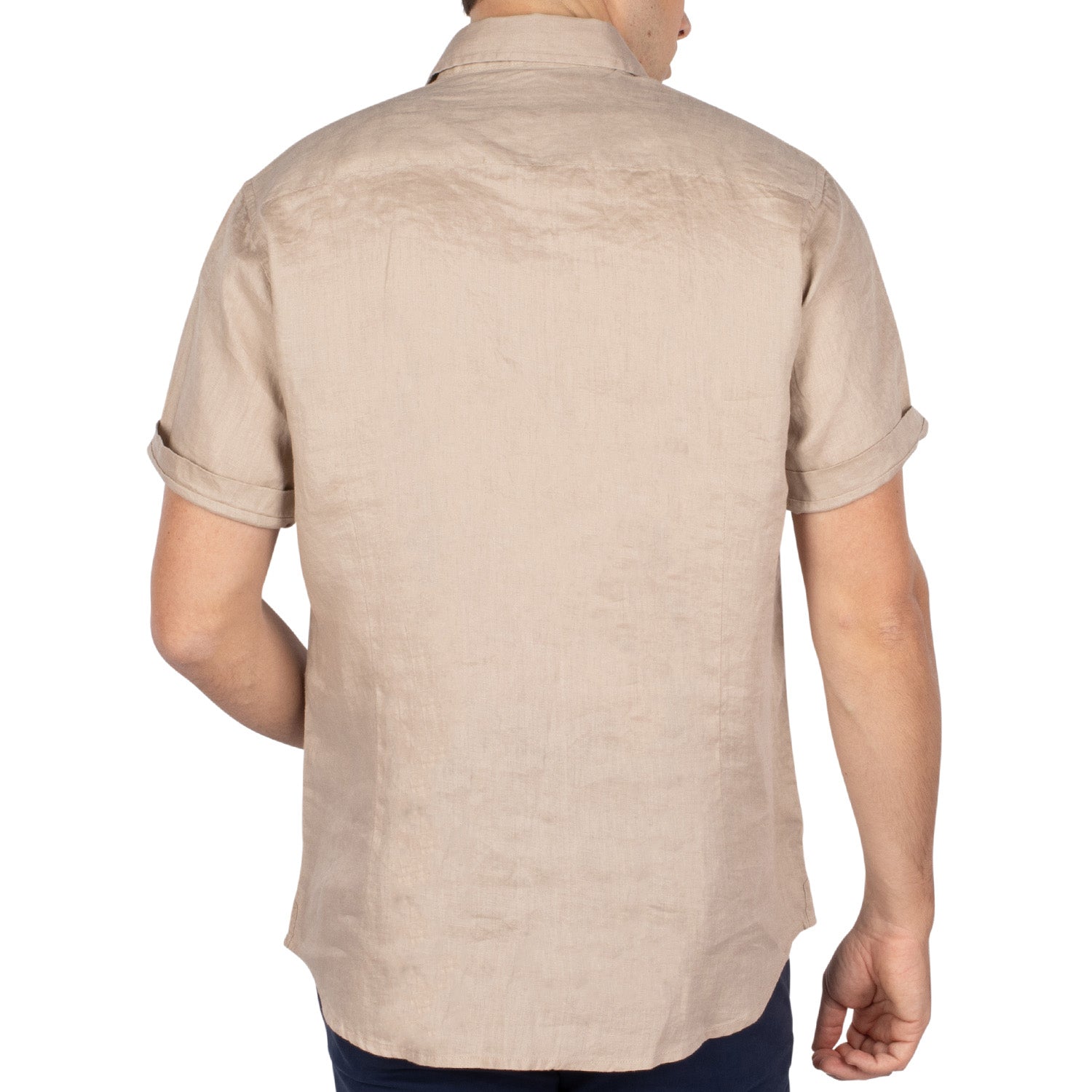 Beige unity linen shirt - back view - Shilton