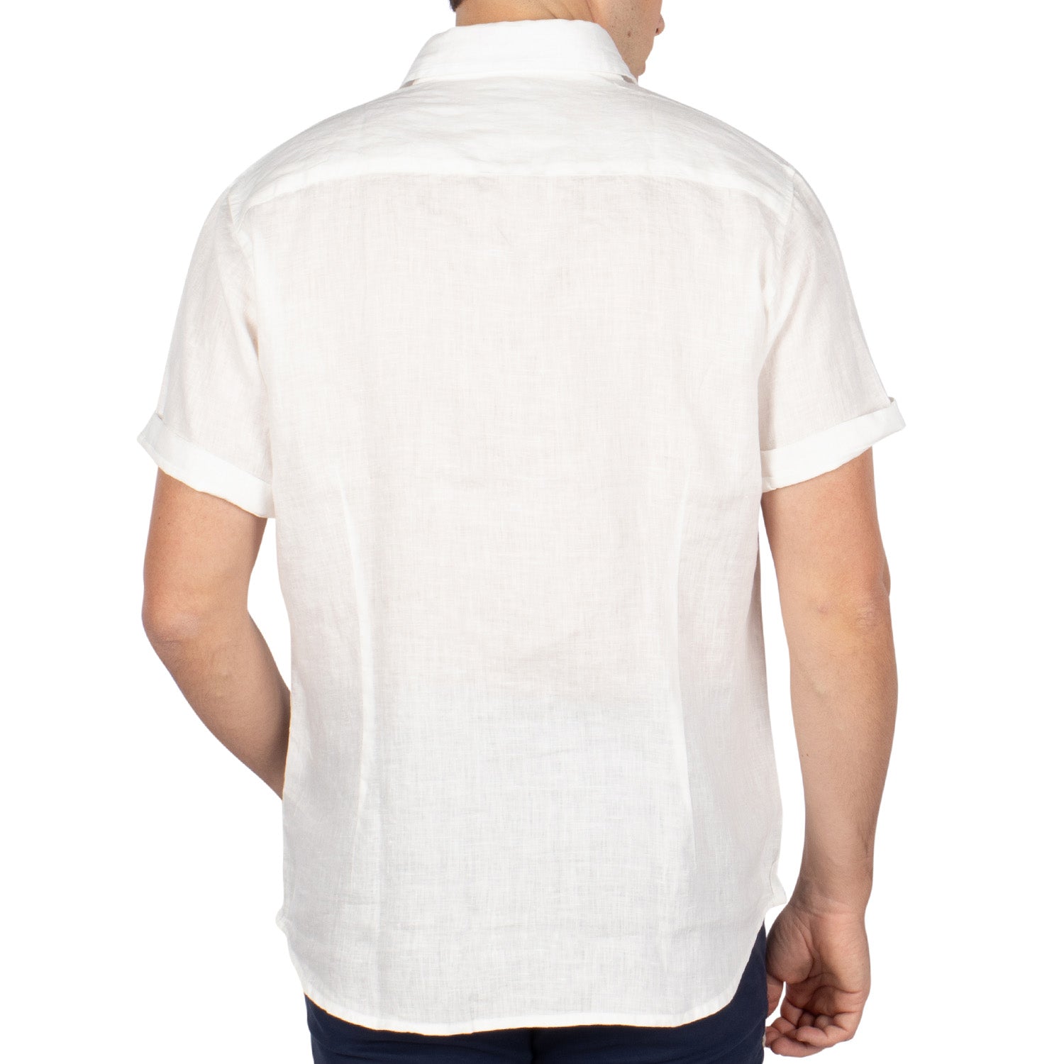 White unity linen shirt - back view - Shilton