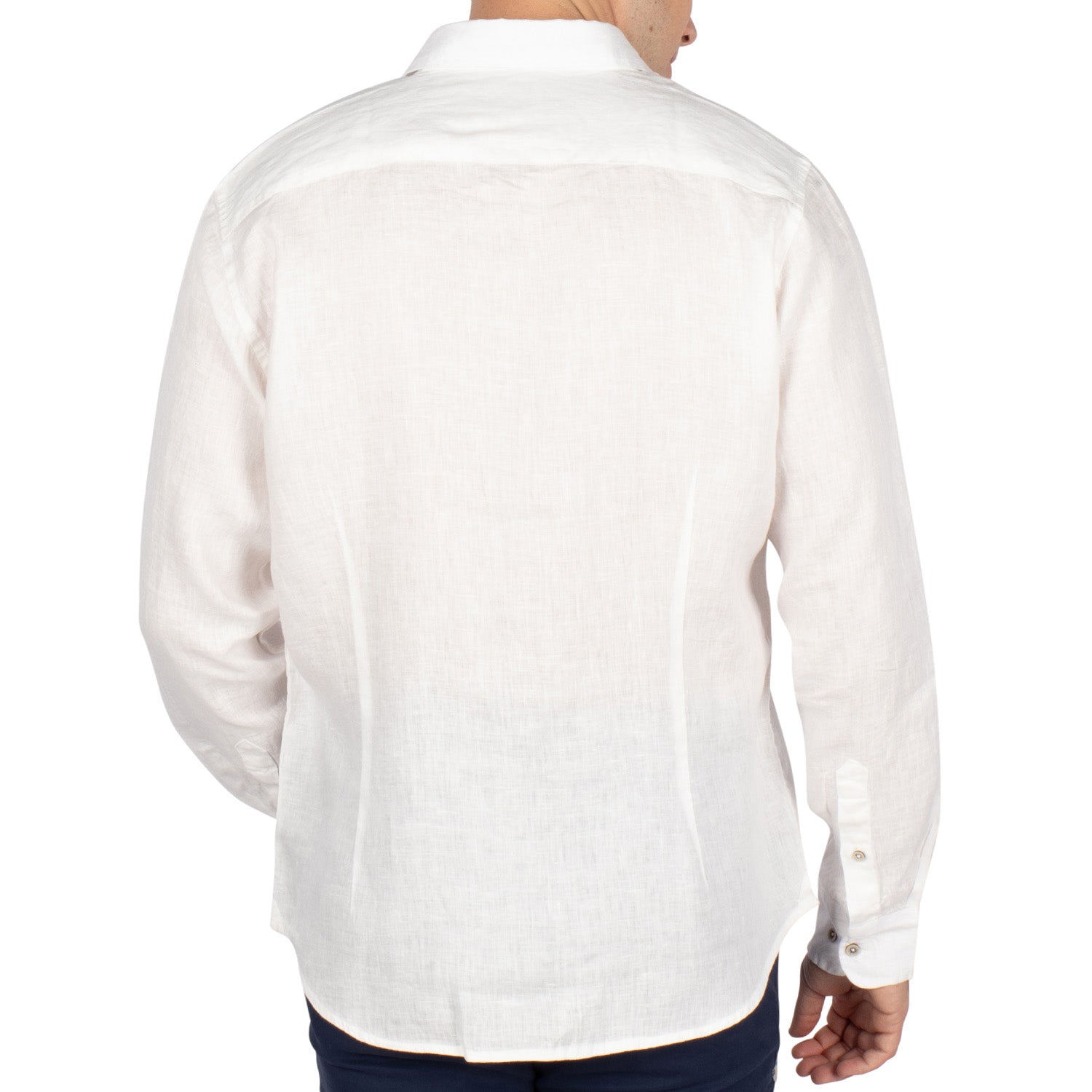 Basic white linen shirt - back view - Shilton