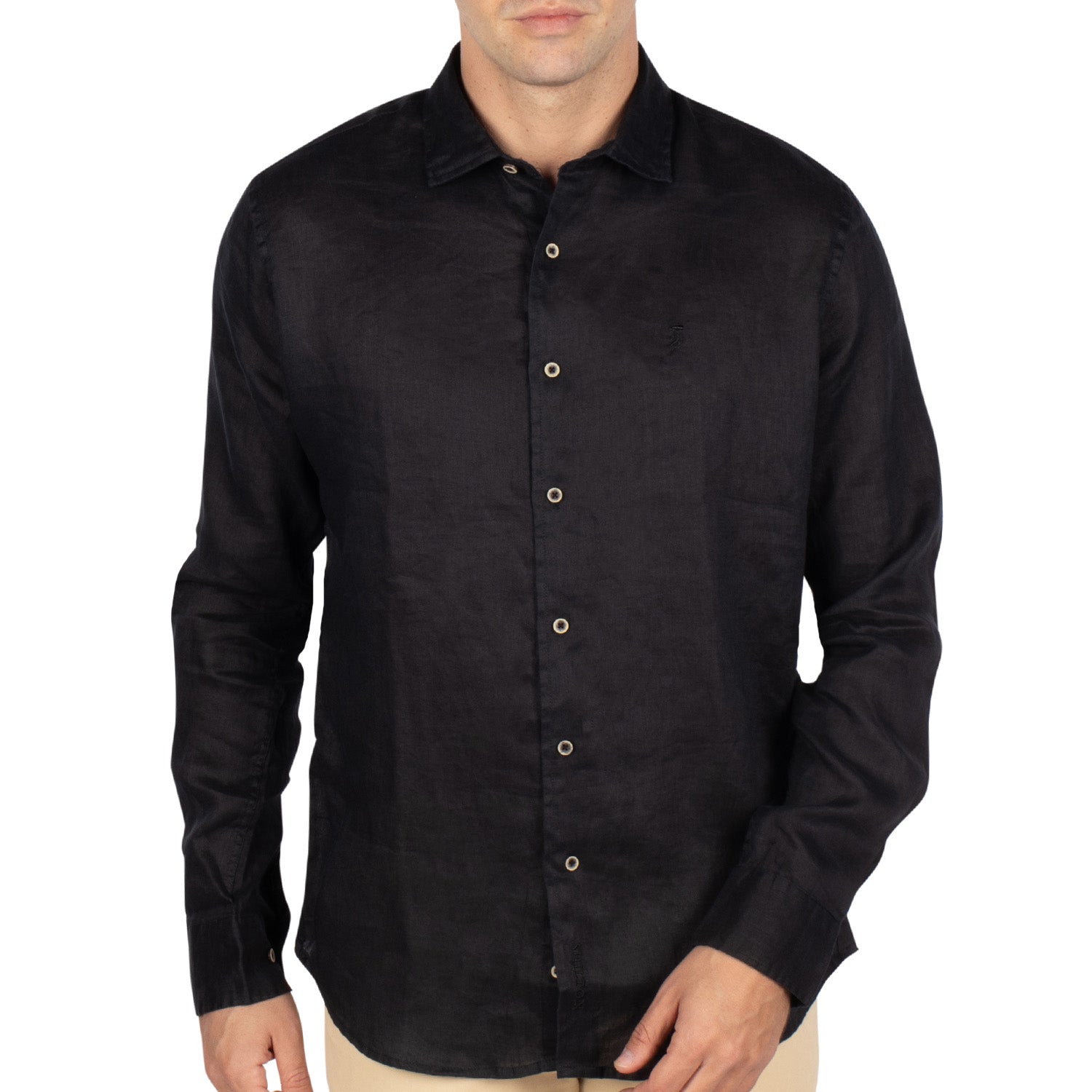 Basic linen shirt Black - Shilton