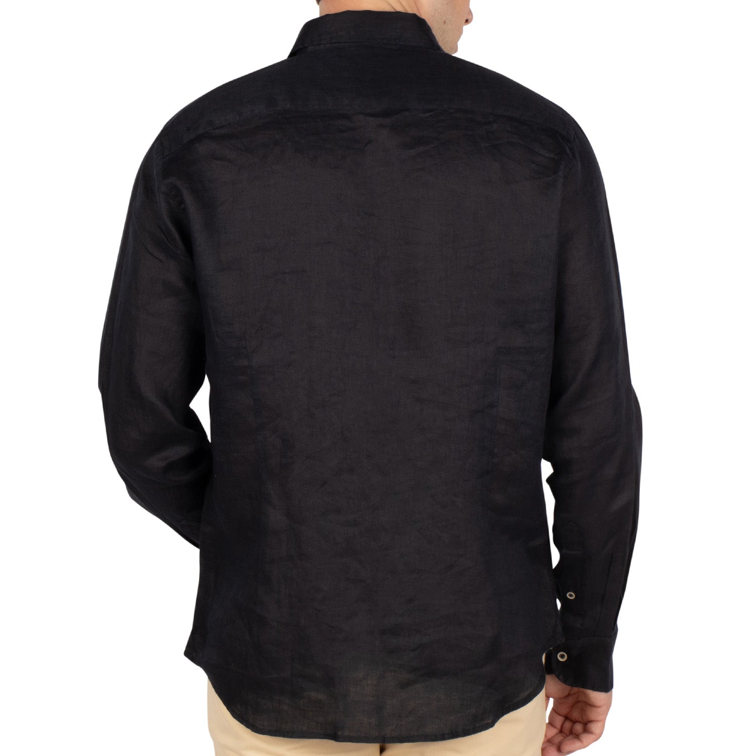 Basic Linen Shirt Black - back view - Shilton
