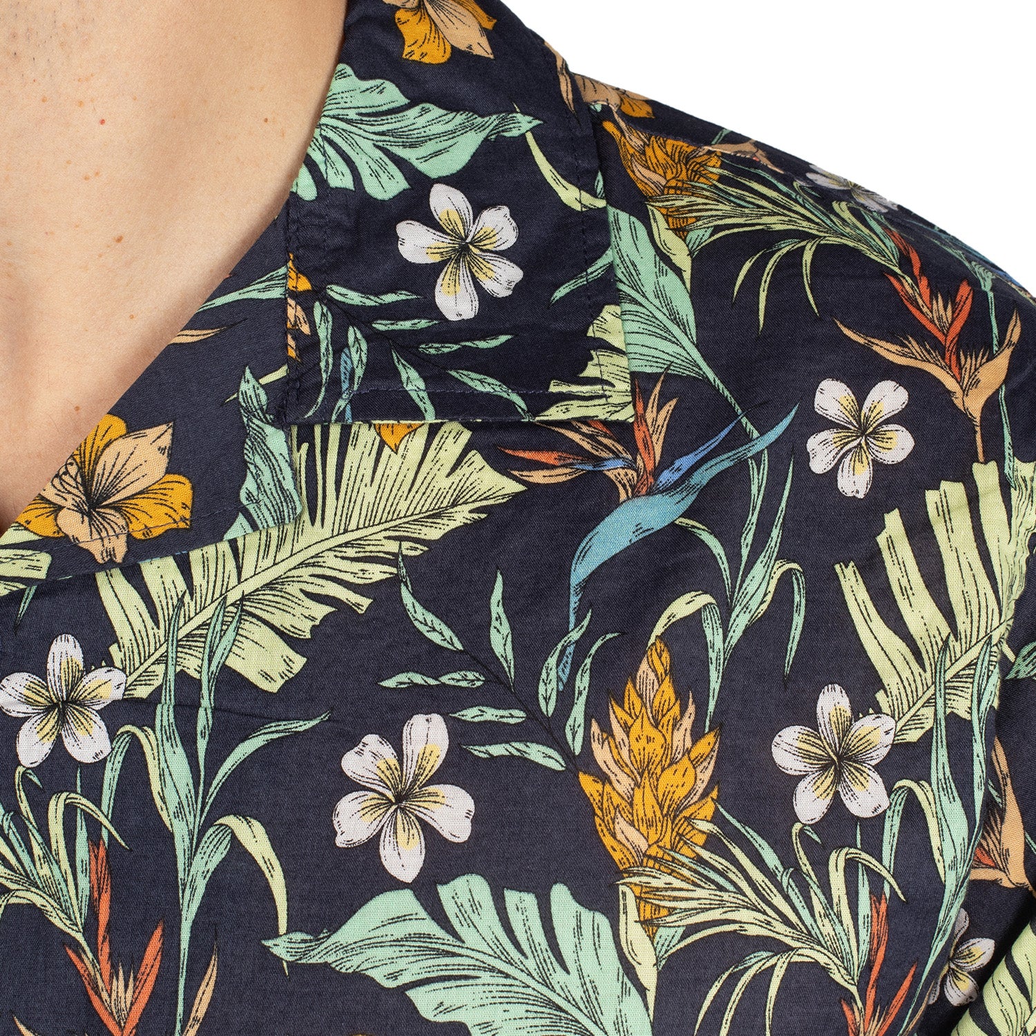 Open collar detail navy blue summer men's shirts