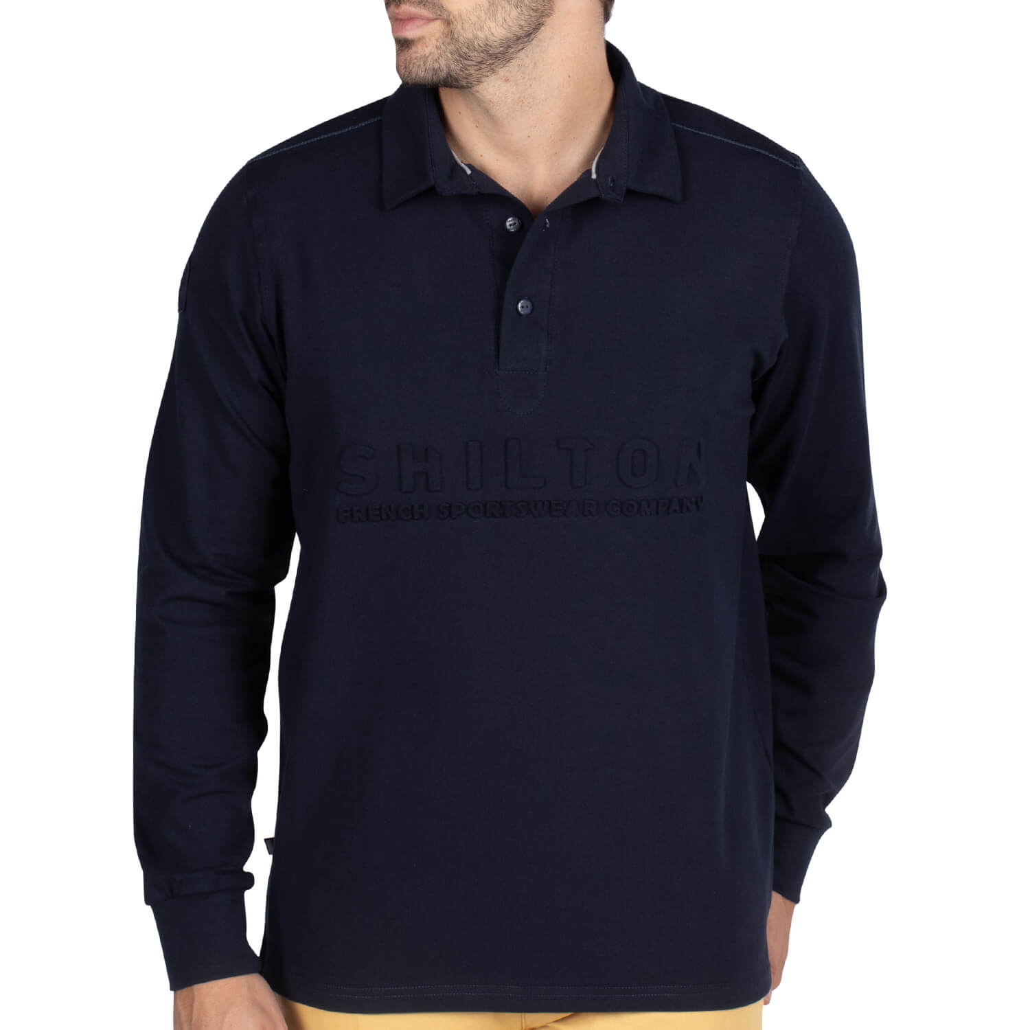 Basic relief polo shirt Navy - Shilton