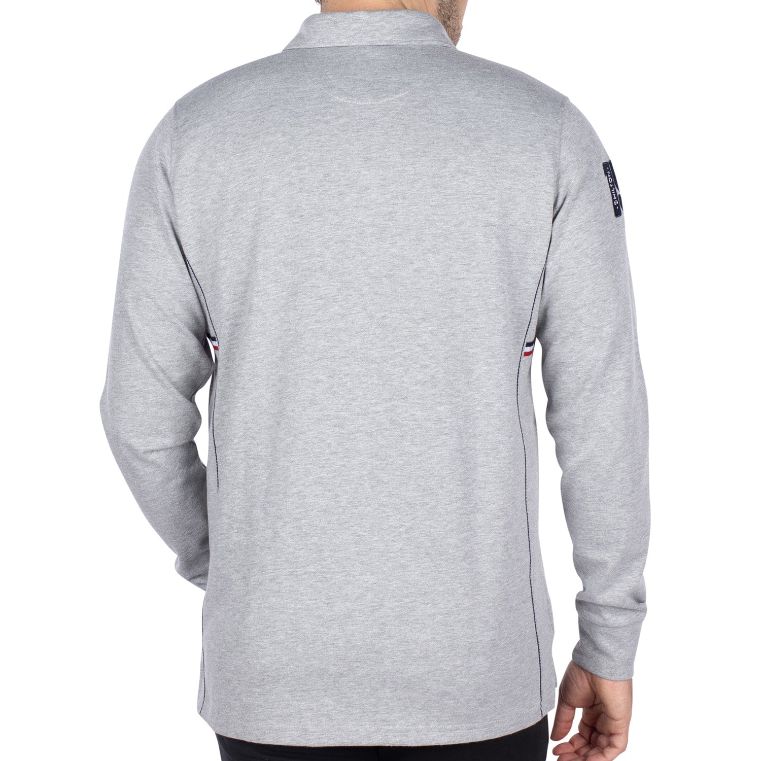French legend rugby polo shirt Mottled grey - back view - Shilton