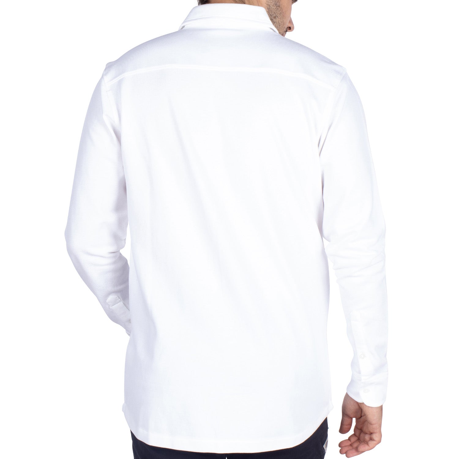 Basic unity white piqué shirt - back view - Shilton