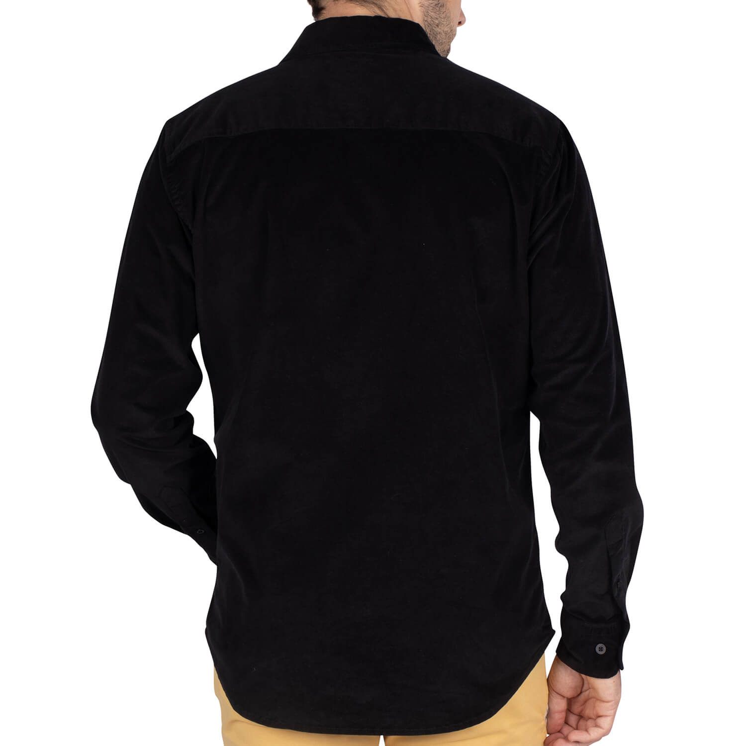 Black velvet rugby shirt - back view - Shilton