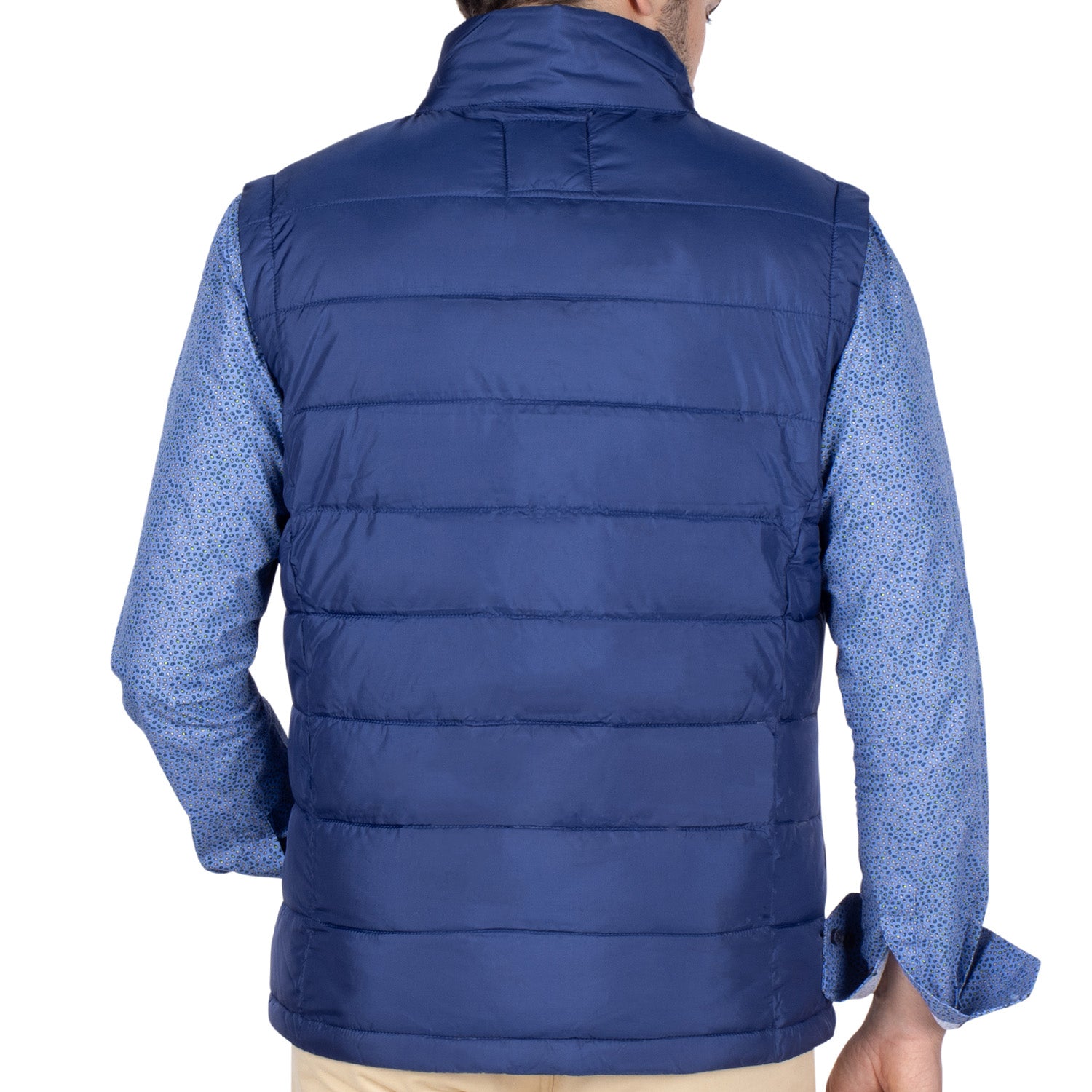 Indigo Sleeveless Down Jacket - back view - Shilton