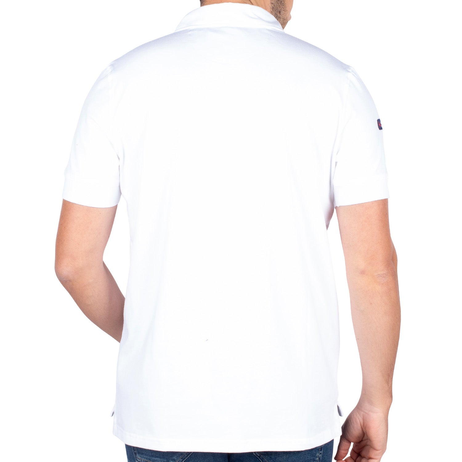 White unity club polo shirt - back view - Shilton