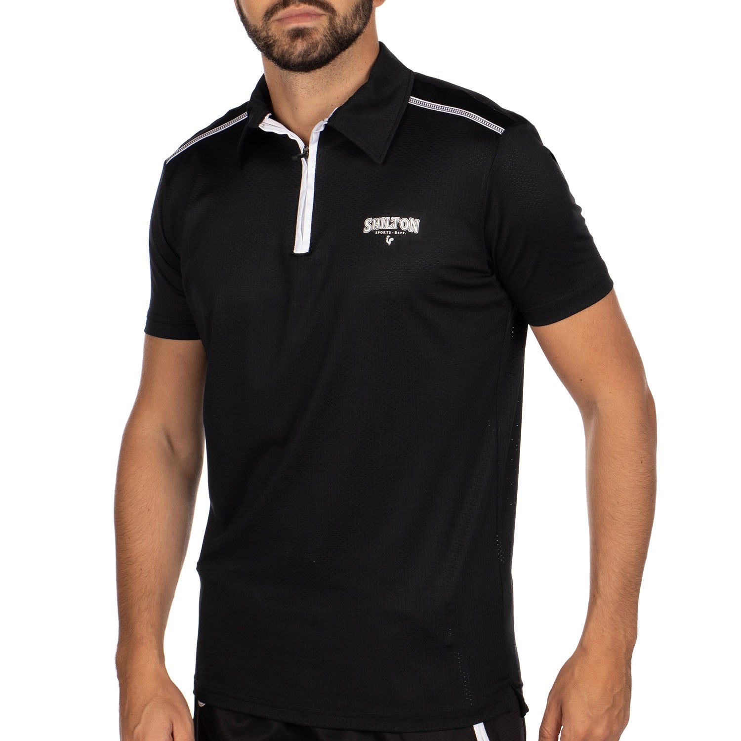 Polo de sport zippé perforé